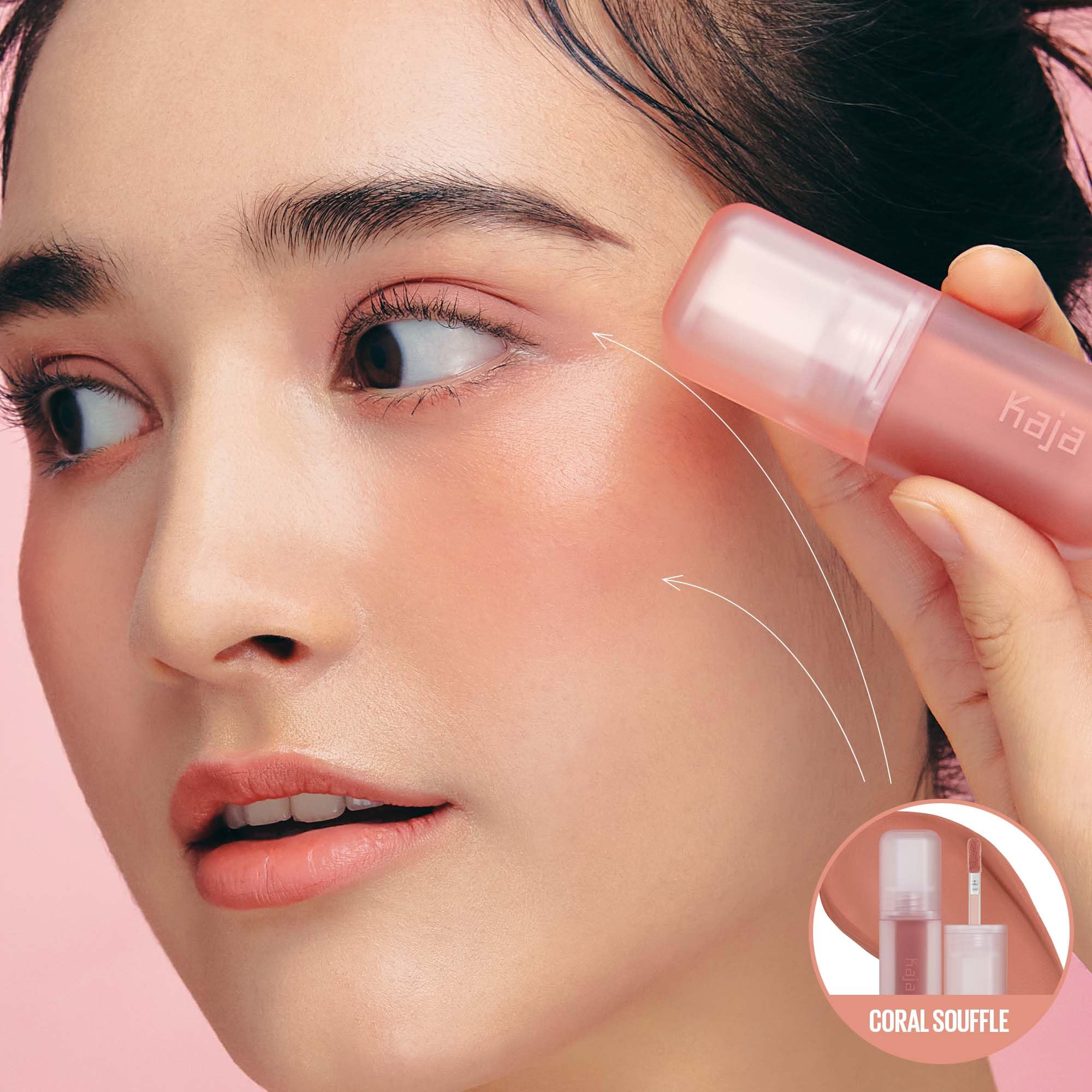 Sombra de ojos líquida multiusos y rubor - Whipped Dream | con aceite de semilla de algodón, 4 tonos, construible, mezclable, acabado semimate aireado, 01 Soufflé de coral, 0.17 onzas 2