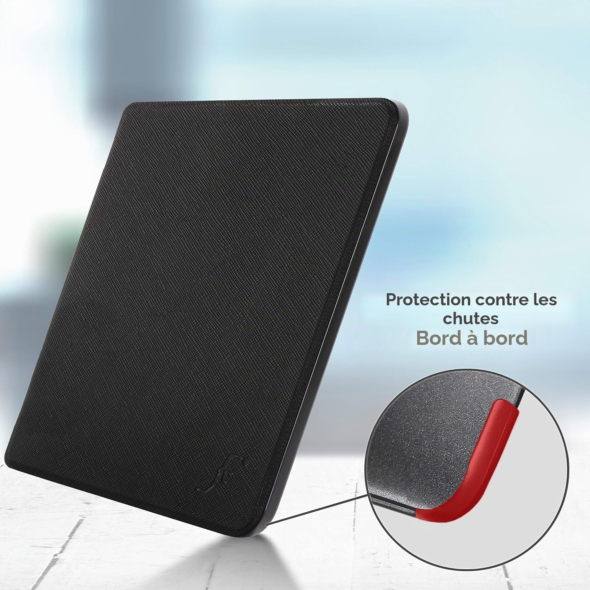 Forefront Cases Étui pour Kobo Aura H2O Edition 1 (Modèle: 2014) - Mince et Léger, Fonction Automatique Veille/Réveil Intelligente Étui, Coque de Protection pour Kobo Aura H2O Edition 1 - Noir