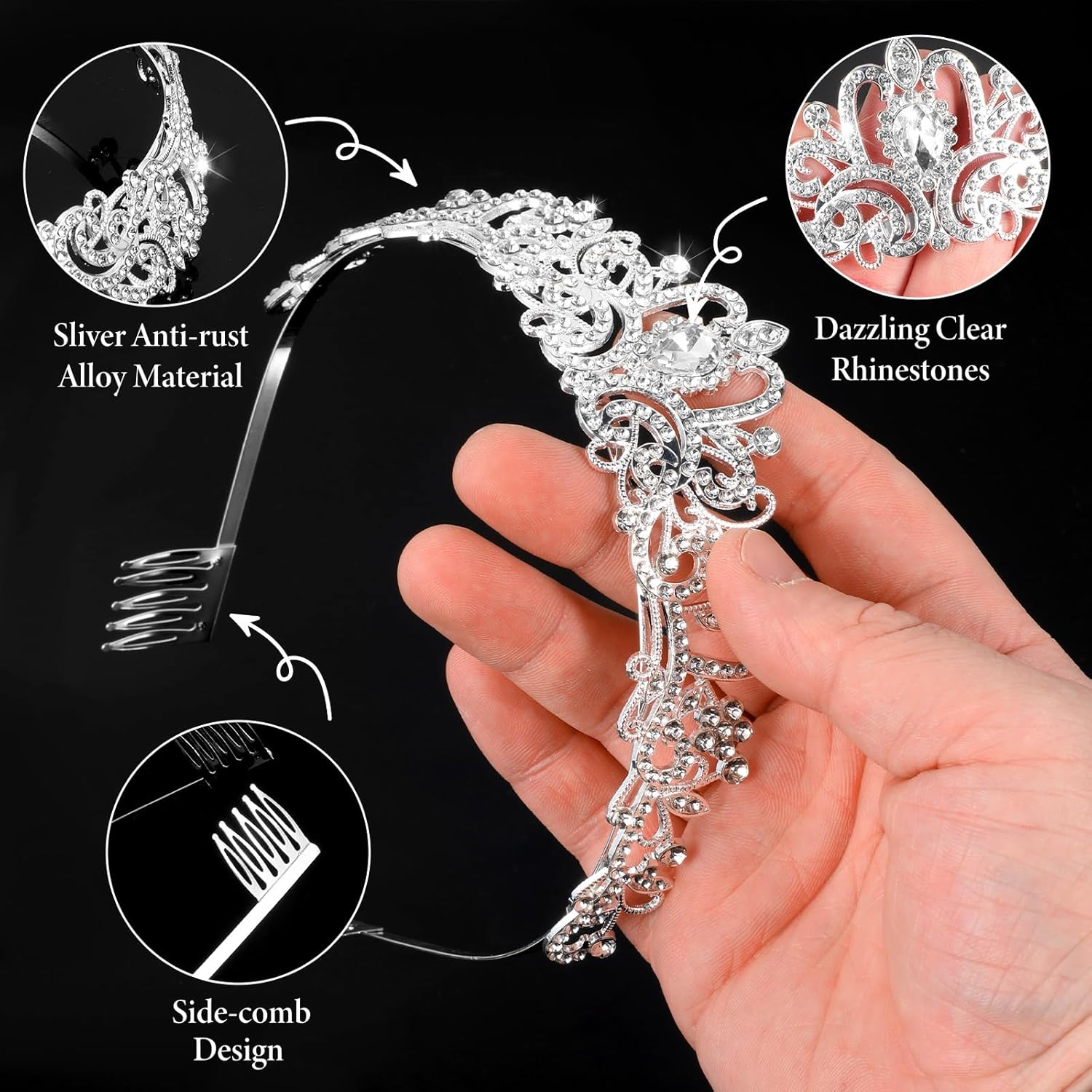10 Pcs Crystal Tiara Crowns for Women, Tiara Crown Crystal Princess Tiaras Rhinestone Queen Headband Hair Accessories Gifts for Women Girls Teens Brides Bridal Wedding Prom Birthday Party