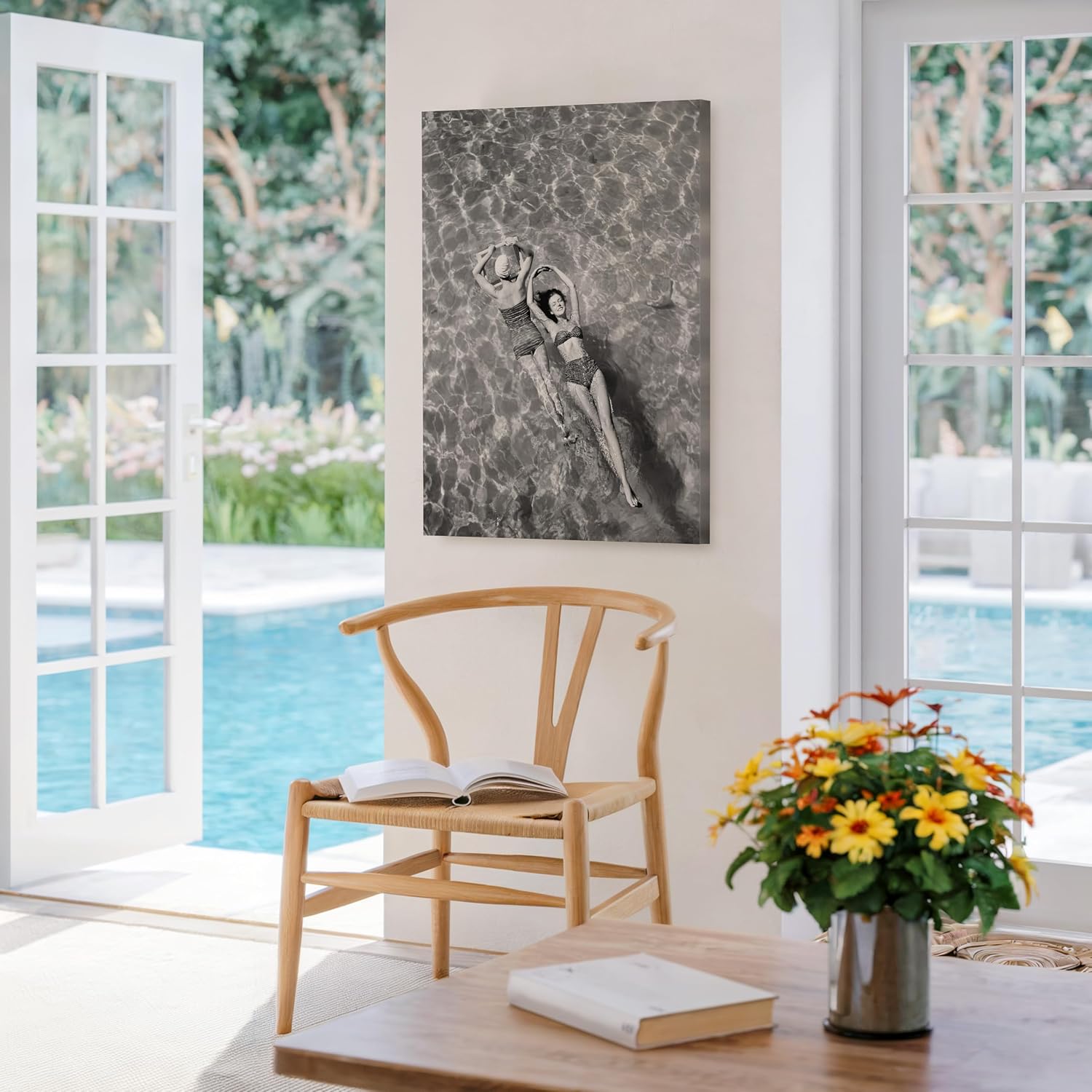 Poster Master Swimming Pool Canvas - Retro Women Swimming Print - Photography Art - Chic Gift for Men, Women, Swimmer - Summer Decor for Bedroom, Ocean or Beach House - 8x10 STRETCHED Canvas