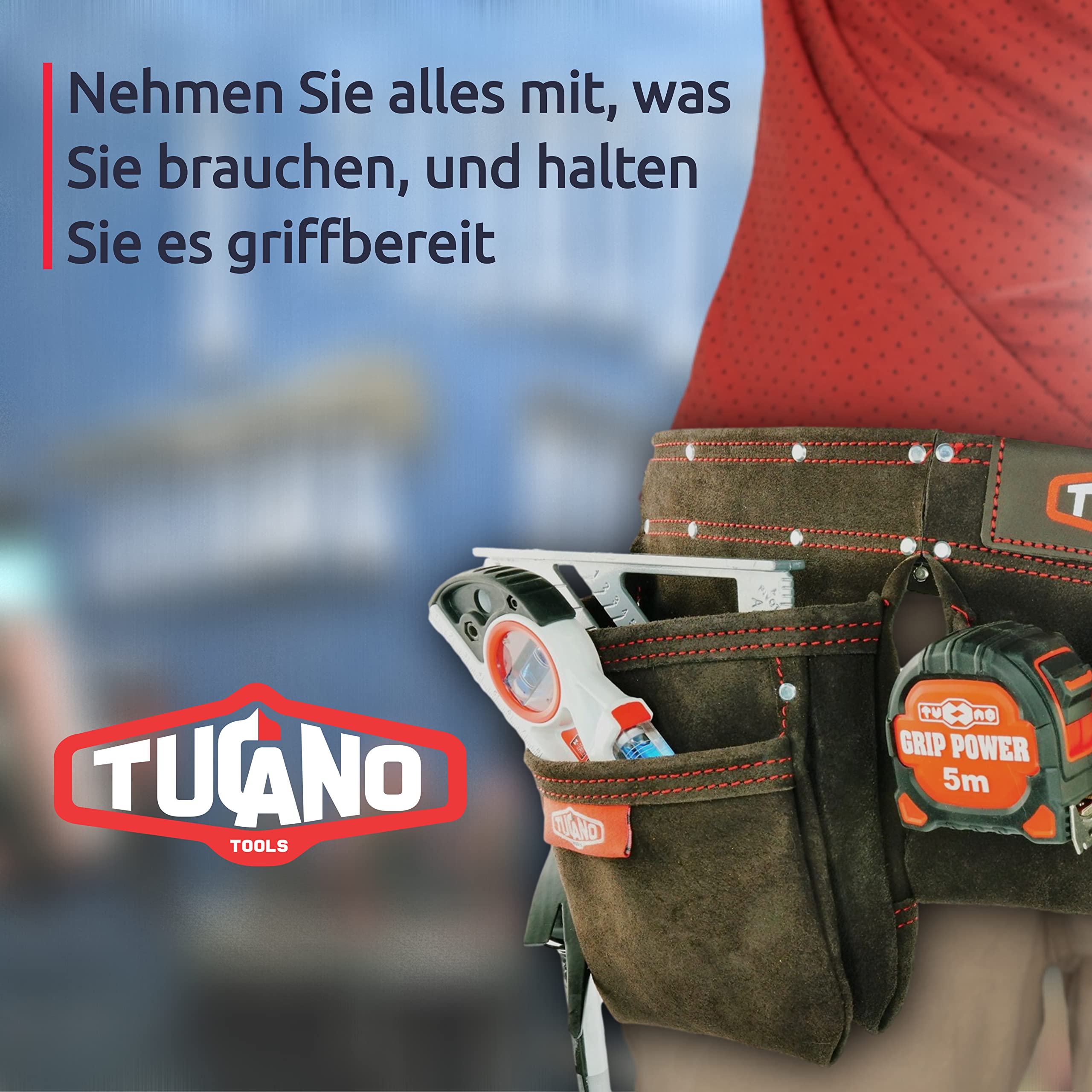 Werkzeuggürtel aus Leder für Rahmer, Tischler Perfekter Elektriker-Werkzeuggürtel und praktisch für Frauen. 12 Werkzeugtaschen für große Kapazität. Unser Werkzeug-Rig passt für Größe 81,3 cm bis 127