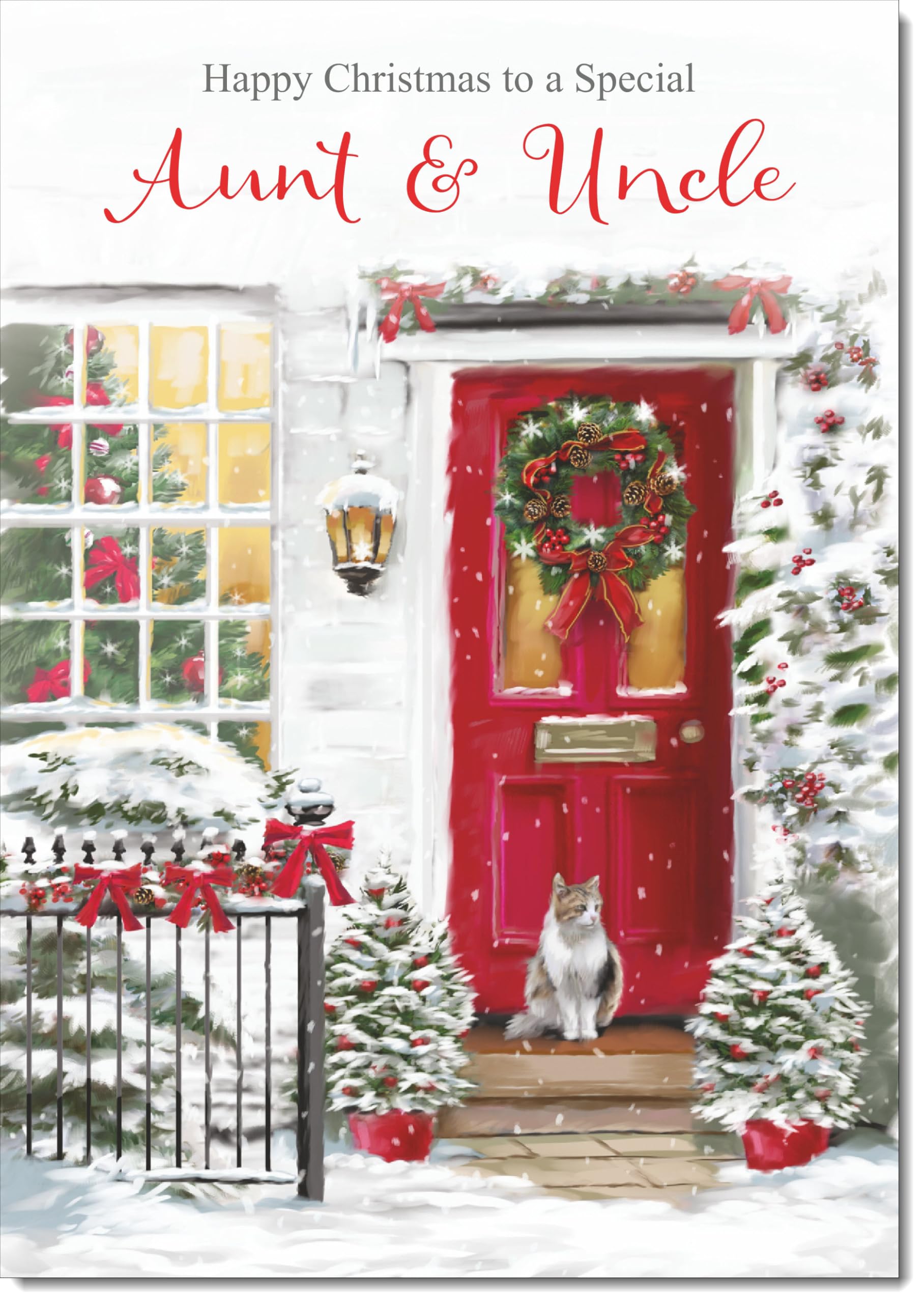 doodlecards Aunt and Uncle Christmas Card Red Door Large A4 Size Christmas Card for Aunt & Uncle with Plain Envelope — image 1