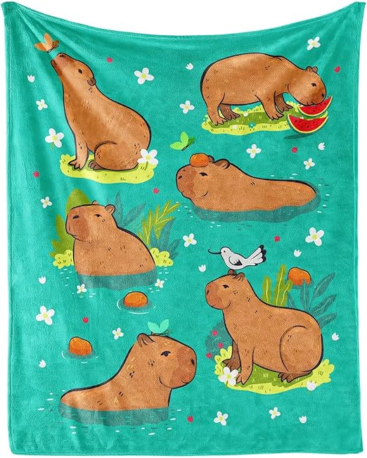 Throw Blanket for Kids - 40x50 Inches Crib Size - Soft Fluffy Cozy Blankets Gift - Green Cute Blanket Throws for Travel, Office