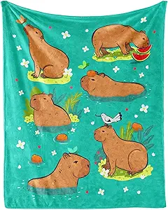 Throw Blanket for Kids - 40x50 Inches Crib Size - Soft Fluffy Cozy Blankets Gift - Green Cute Blanket Throws for Travel, Office