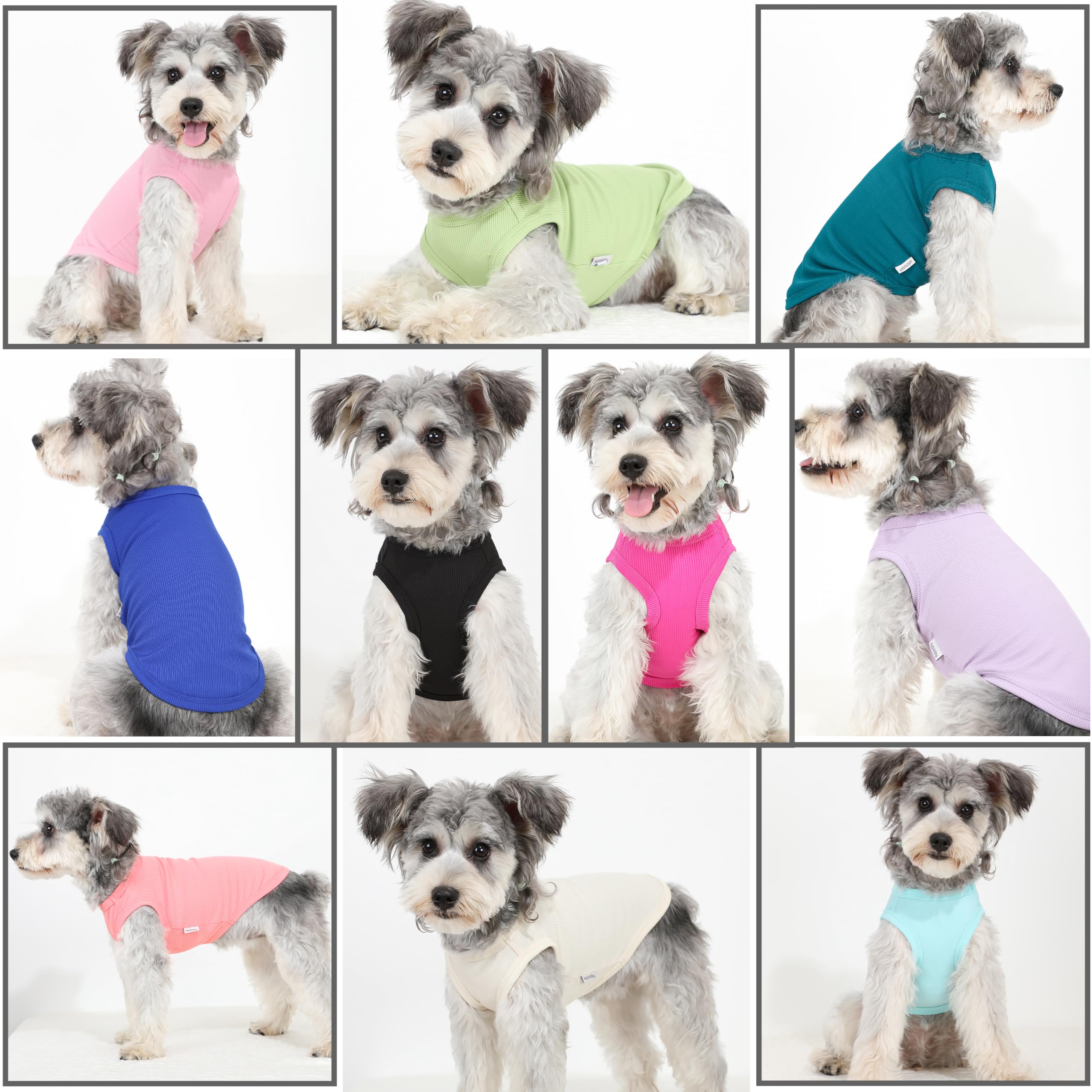 Paquete de 2 camisetas ligeras de verano para perros pequeños, ropa suave y fresca para mascotas, sin mangas, azul claro y cian oscuro, talla S