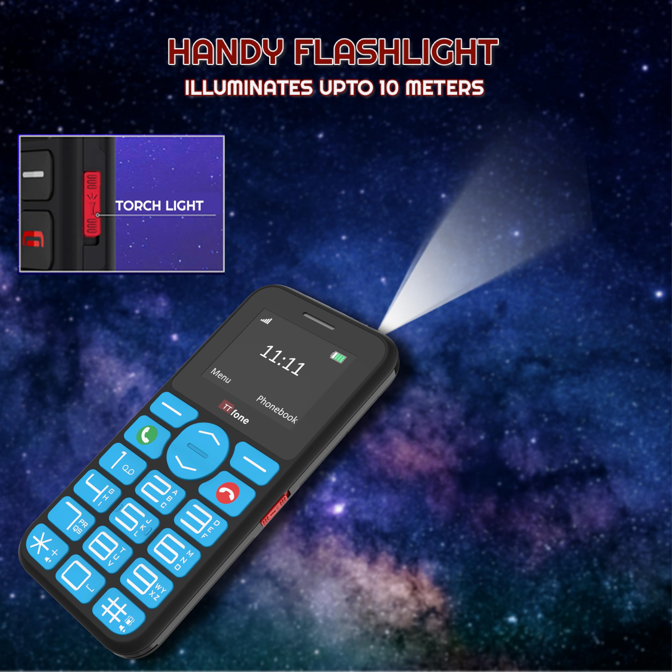 TTfone TT190 Big Button Basic - Teléfono móvil de Emergencia Desbloqueado para Personas Mayores, teléfono Simple y Barato (con Cargador de Base)