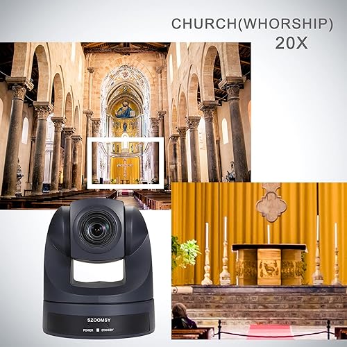 Miniatura 2 de SZOOMSY Cámara PTZ con zoom óptico de 20X, cámara de videoconferencia USB HD 1080P Webcam para sistema de sala de reuniones de negocios, transmisión