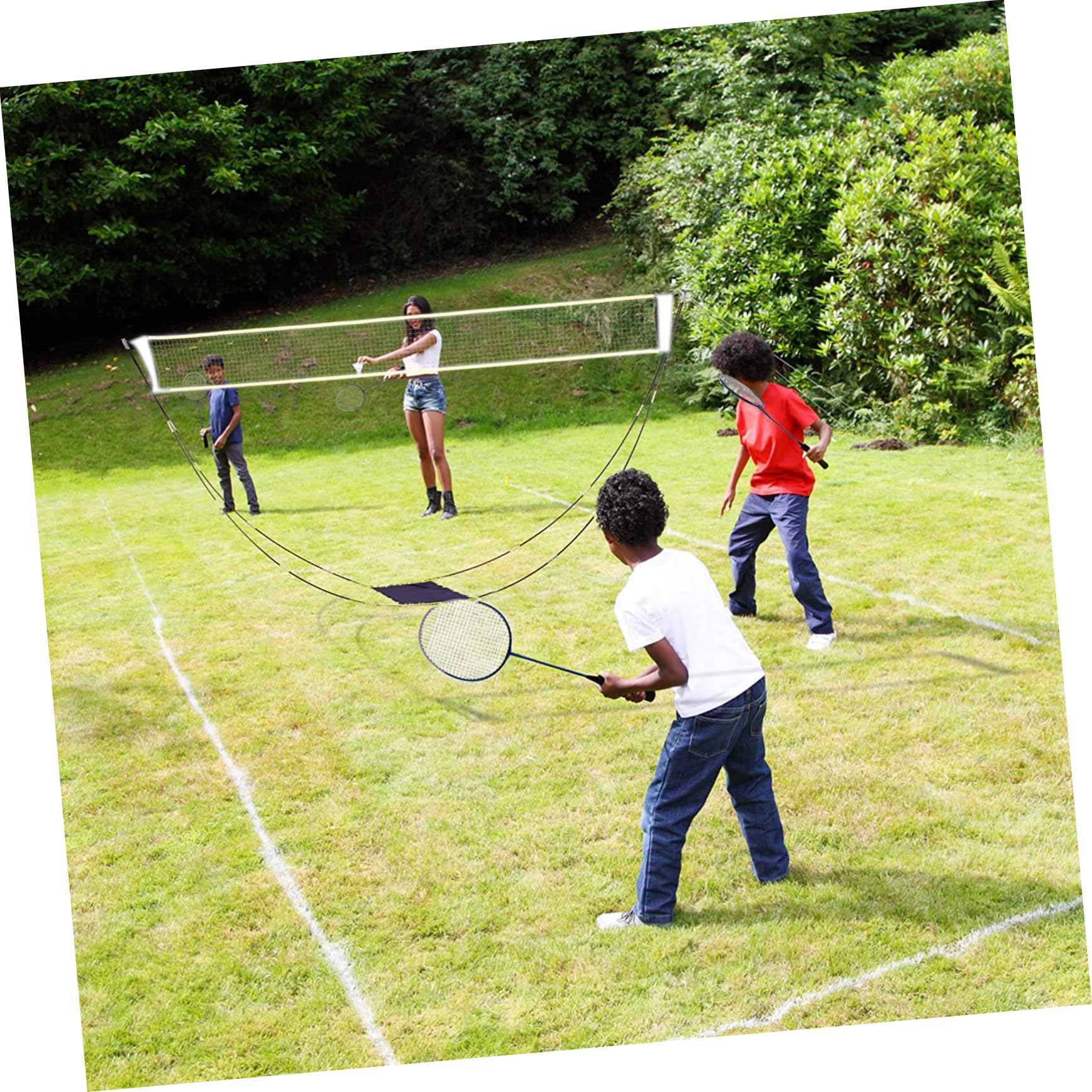 BRIGHTFUFU 2-Pack Couples Badminton Rackets Set with Balls Outdoor Practice Kit for Adults Boys and Girls