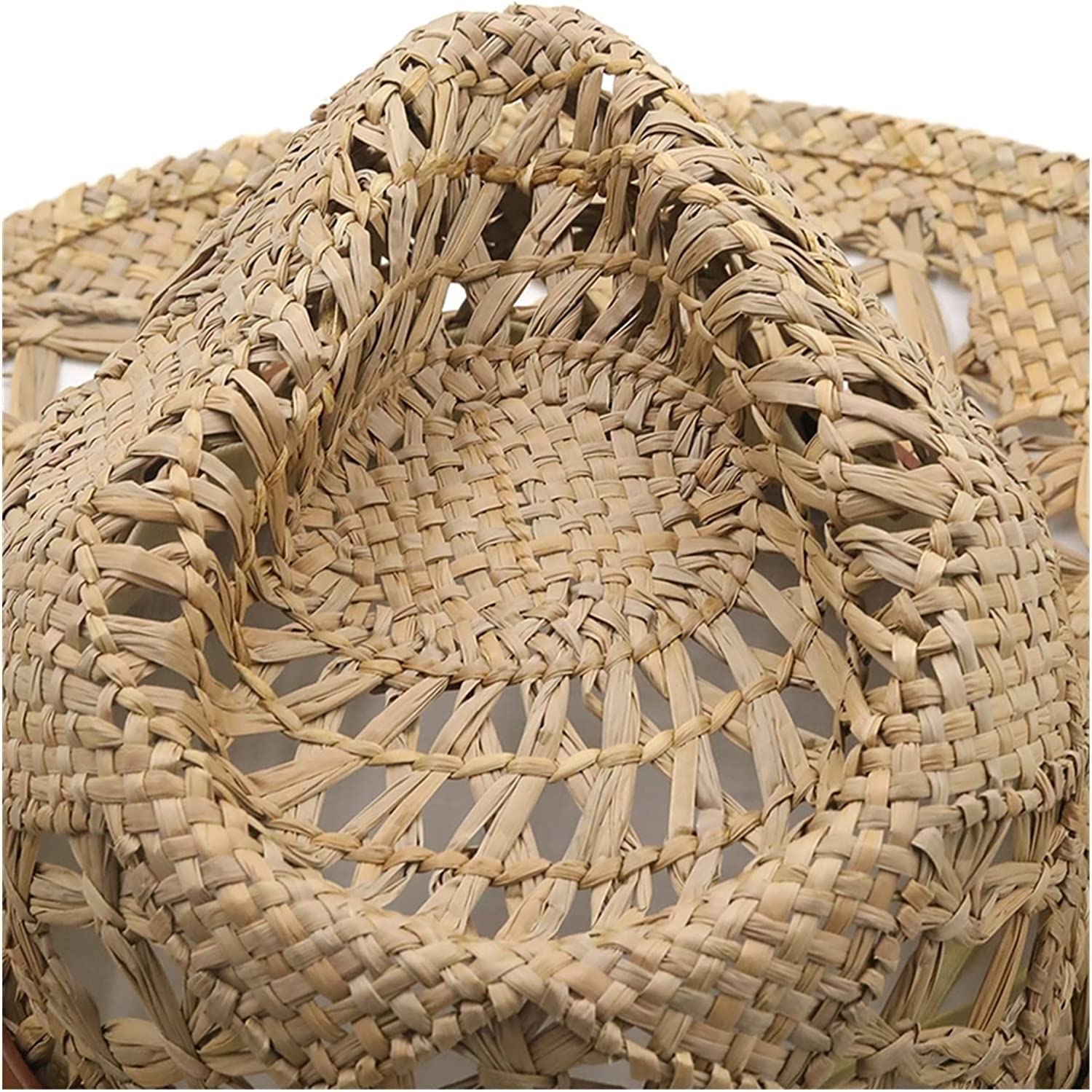 Sombrero de Playa Plegable, Sombrero De Paja Verano Sol Hecho A Mano Playa Informal Decorativo Vaquera para Hombre Sombrero Playa Verano