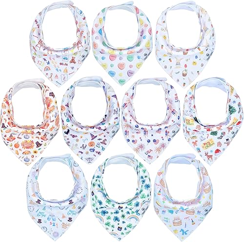 Miniatura 30 de DiaperSquad's Baby Bibs for Drooling and Teething, Bibs for Boys, Baby Girl - Solid Cotton Baby Drool Bibs Neutral