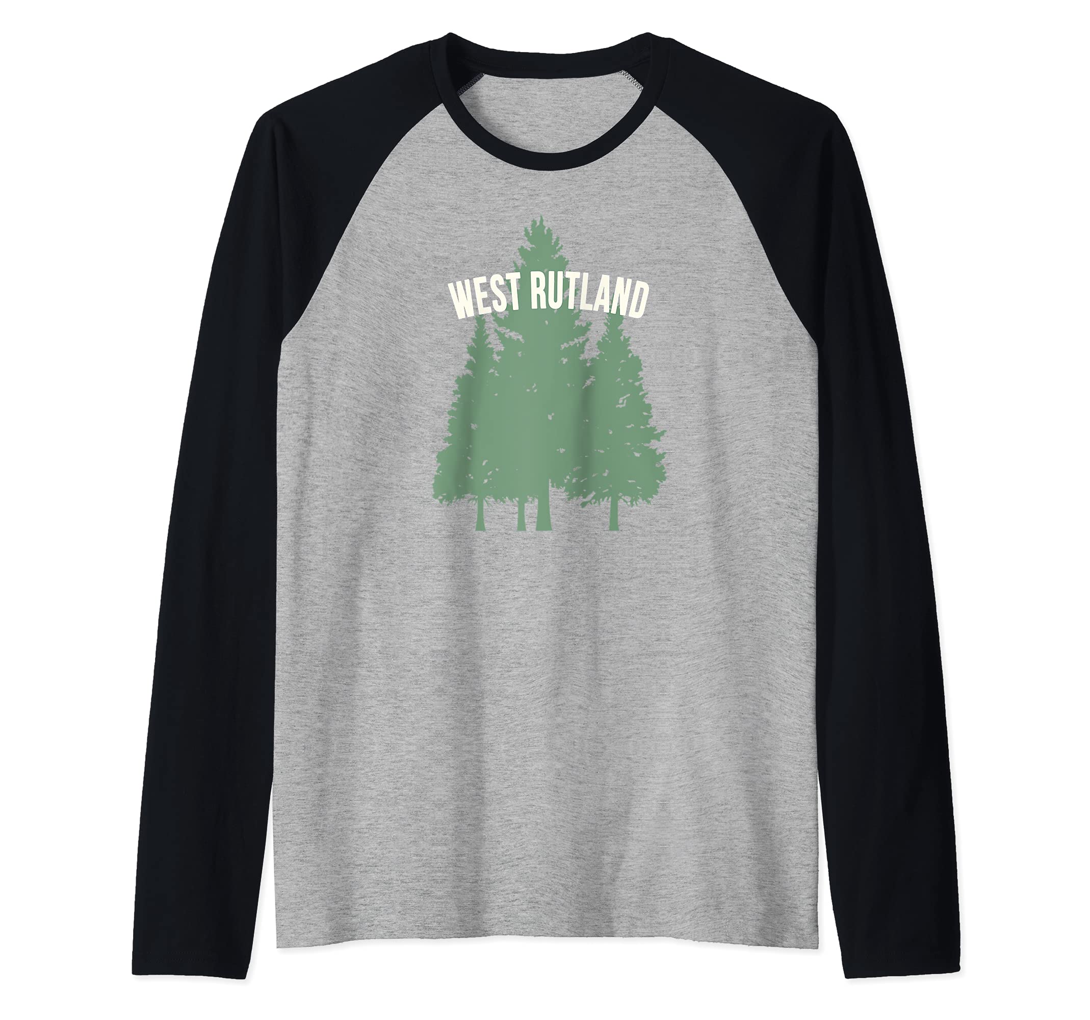 West Rutland, Vermont Pine Tree product Raglan Baseball Tee