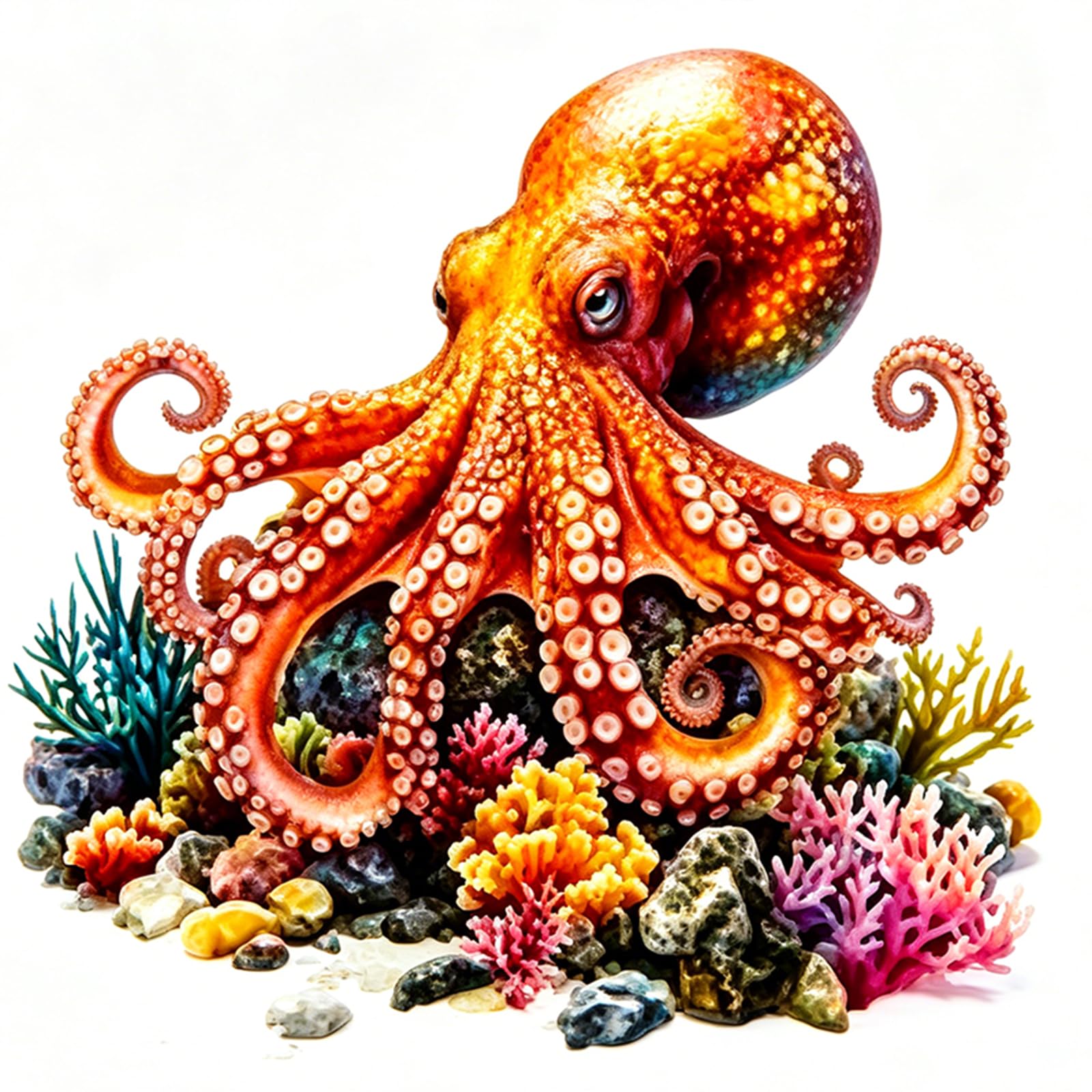 Poetrydraw Bright Octopus Embroidery Kit 11Ct Diy Needlework Cross Stitch Starter Set 15.75X15.75in Home Decor For Beginners & Adults
