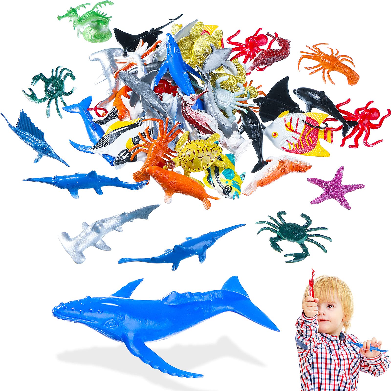 Buy 48 Pieces Sea Animal Figurines Fish Toy Assorted Colors Miniature