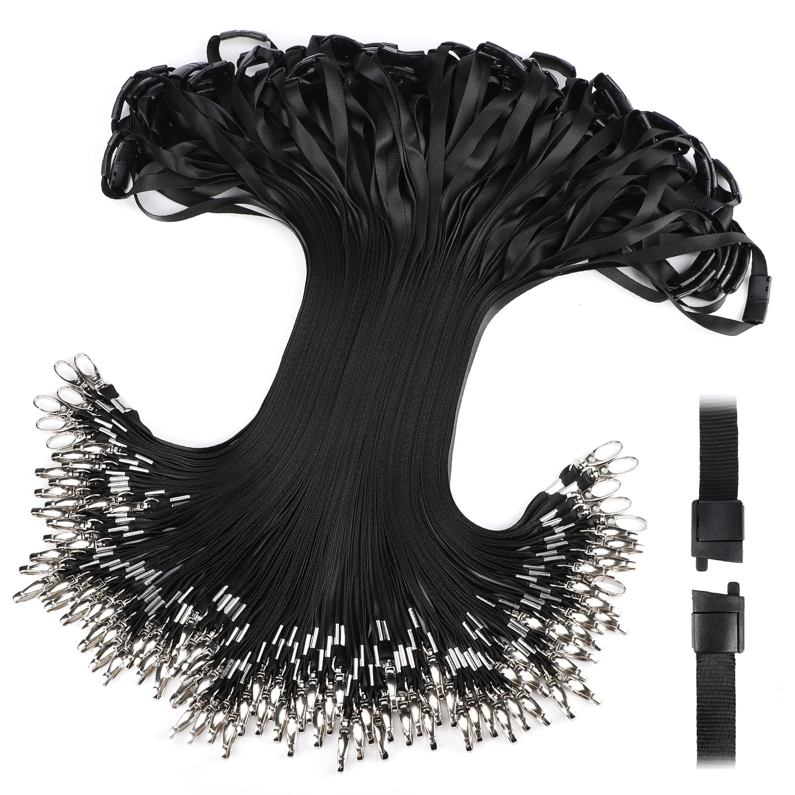 Segus Lanyard Negro, 100 Piezas Lanyard Llaves, Cinta Cuello Llaves con Cierre de Seguridad, Llavero Colgante Cuello Llaves, Lanyards con Hebillas Giratorias Metálicas, para Silbatos, Llaves