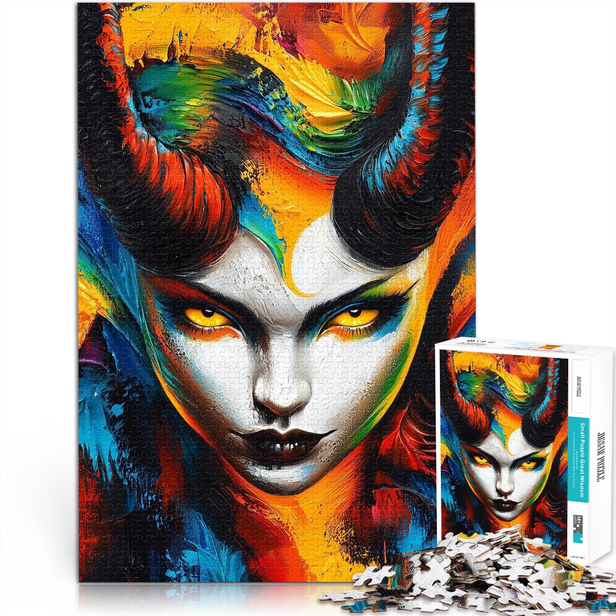 Jigsaw Puzzles 2000 Pieces for Adults Demoness with Horns Staycation: Zeit totschlagen Wichtelgeschenke70x100cm