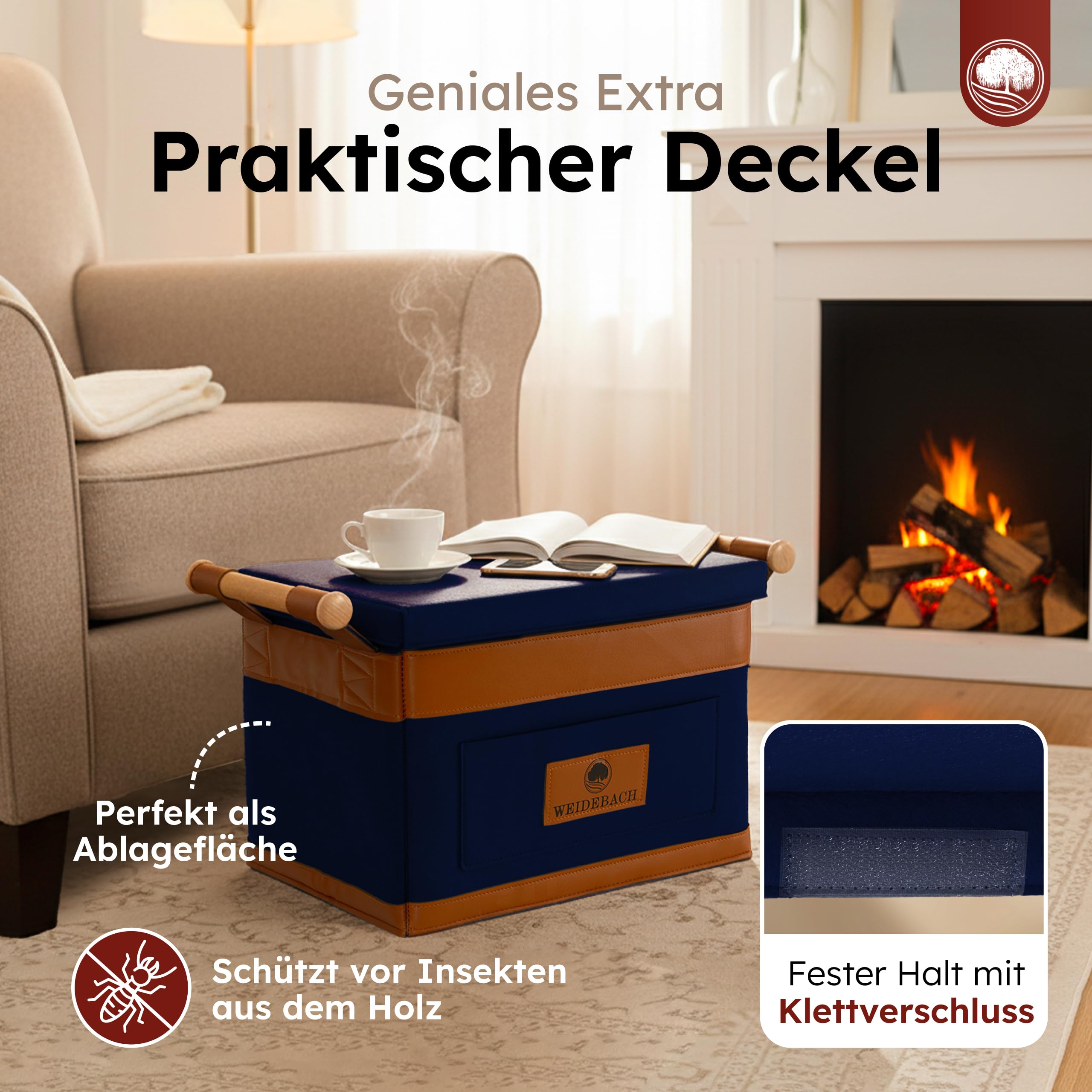 WEIDEBACH® Kosz na Drewno Kominkowe, 35 L (Rozszerzalny do 50 L)