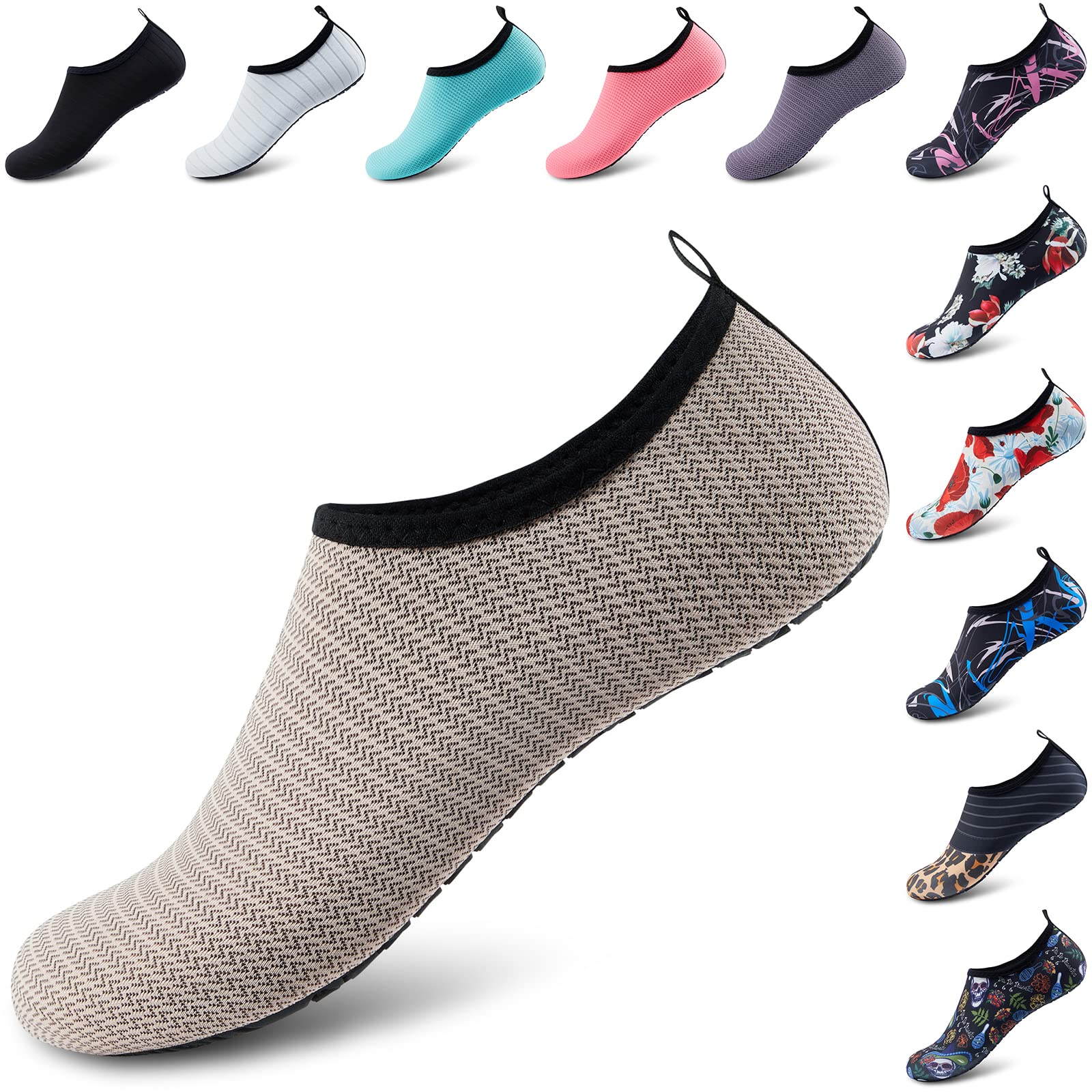 Womens Water Shoes Quick-Dry Aqua Socks Barefoot Slip-on Beach Swim Surf Yoga Water Sports Shoes Orange-40/41
