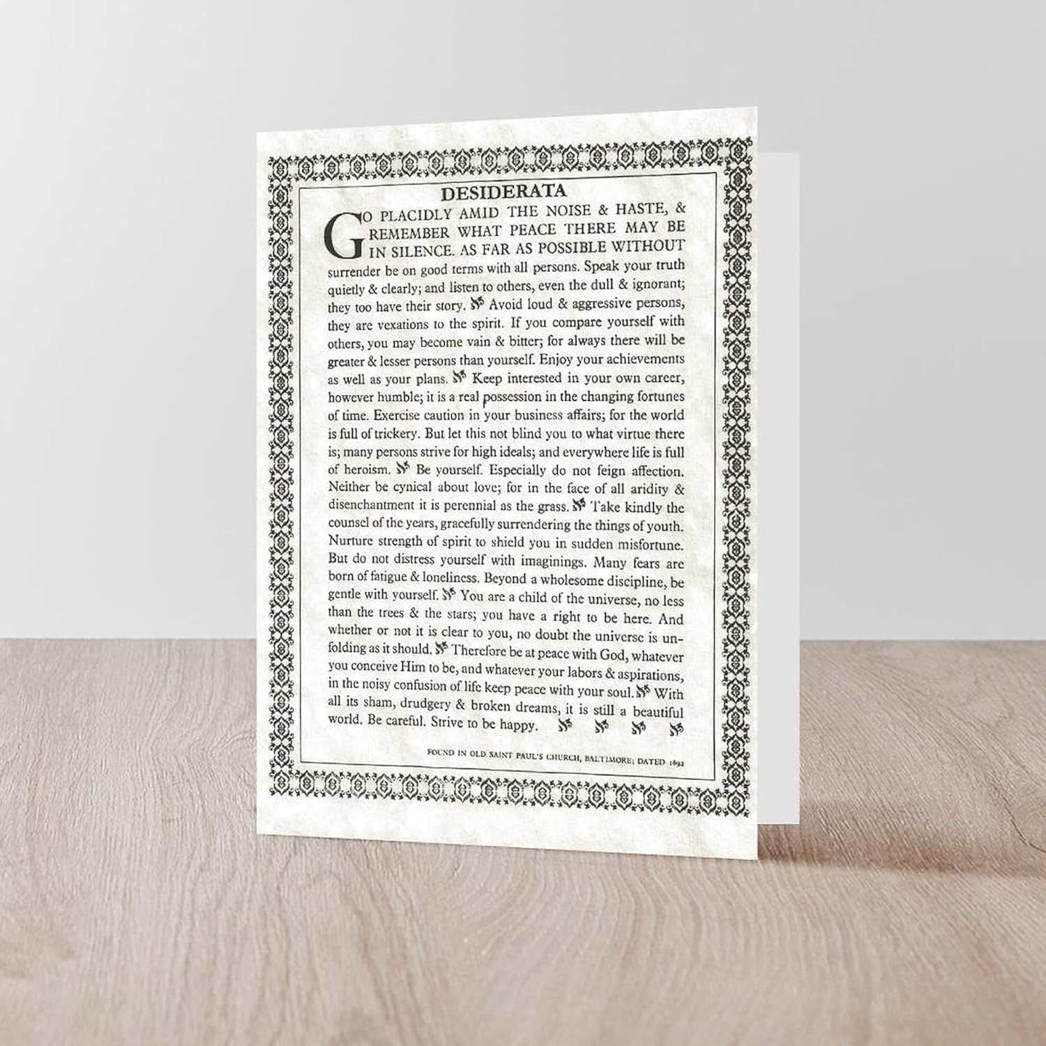 CafePress The Desiderata Poem By Max Ehrmann Greeting Cards Greeting Card (20-pack), Note Card with Blank Inside, Birthday Card Matte