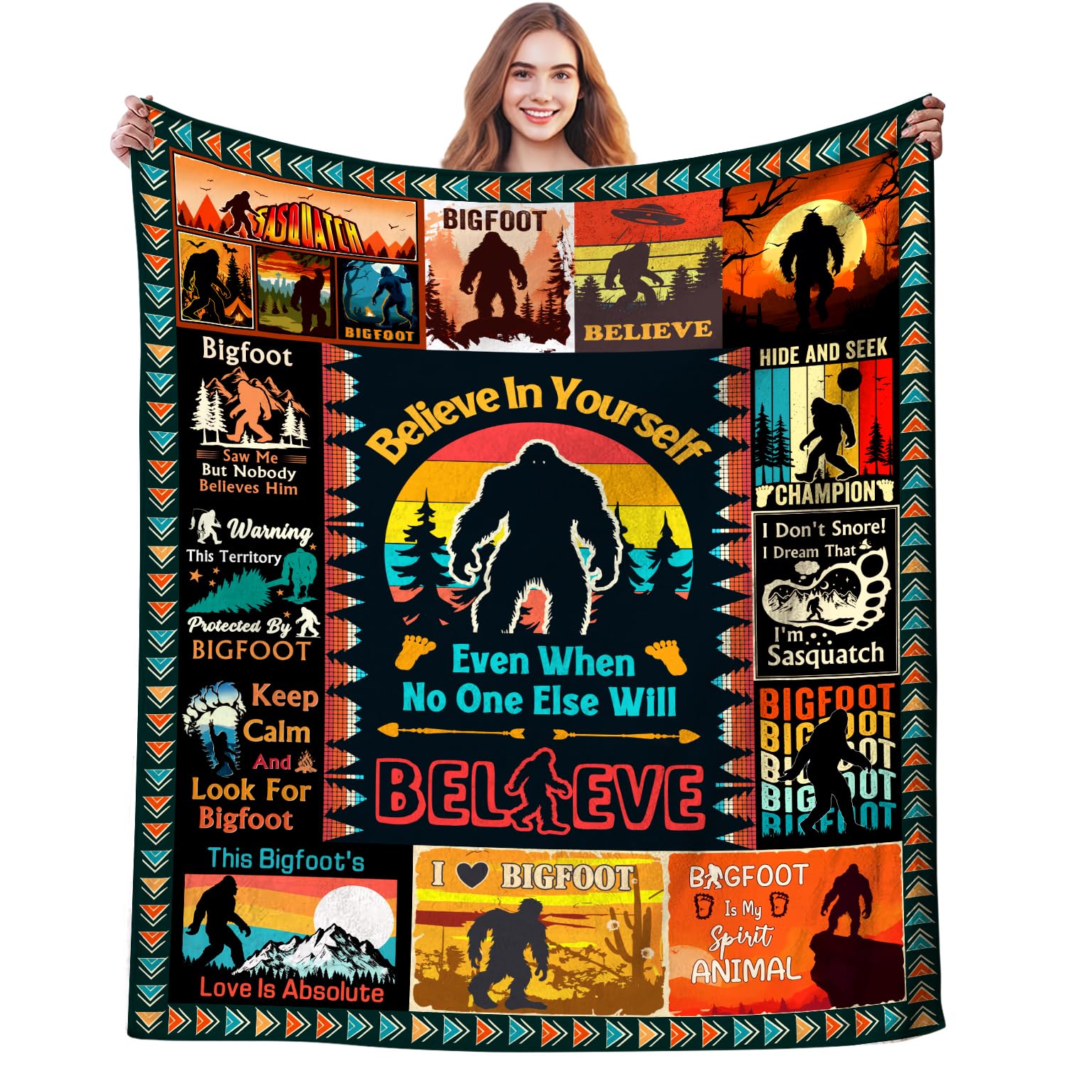 DikiTeenz Bigfoot Blanket Big Foot Sasquatch Gifts,Bigfoot Gifts for Men Women,Christmas Birthday Gifts for Sasquatch Lovers,Funny Sasquatch Blankets