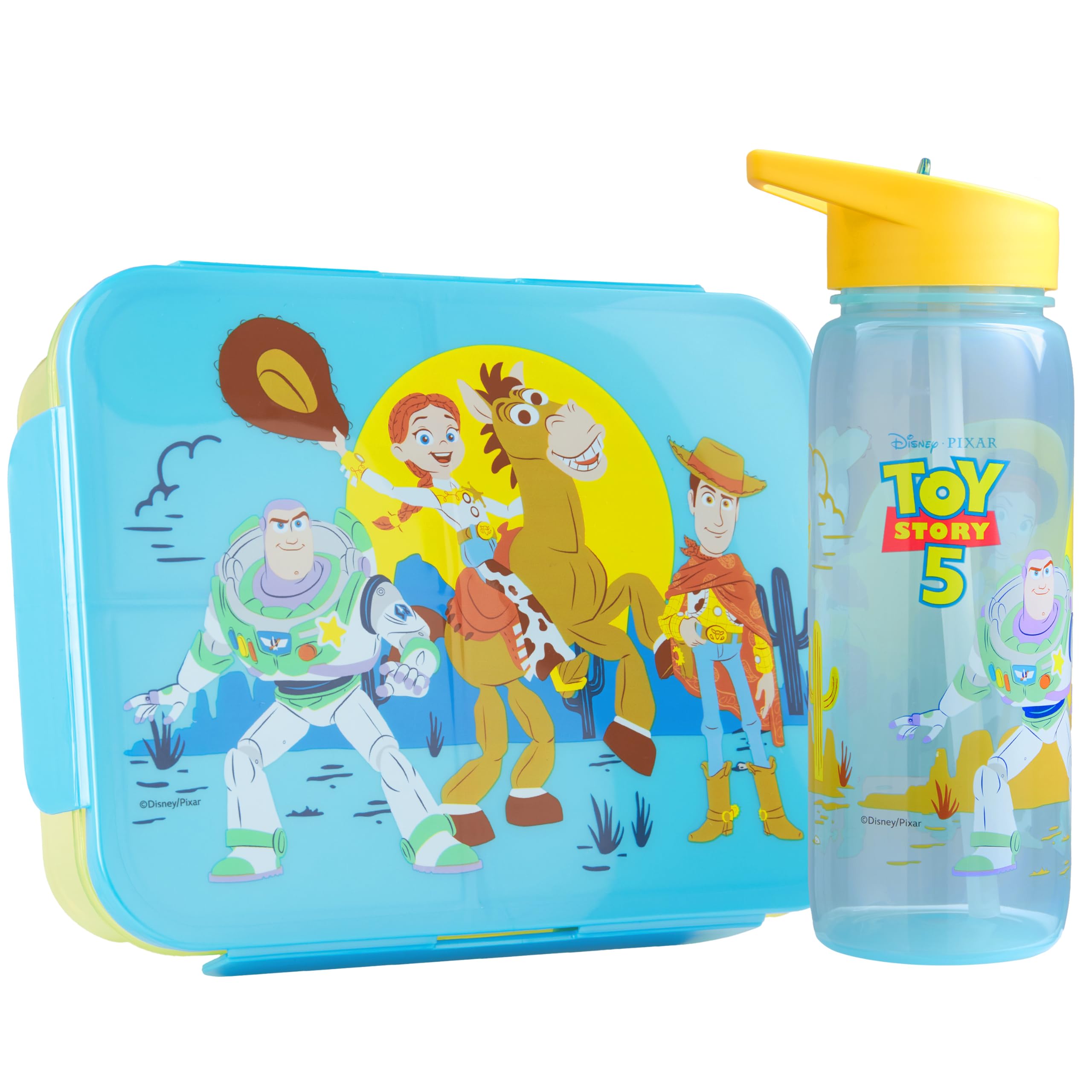 Get Trend Disney Toy Story Kids Bento Lunch Box & 640ml Water Bottle Set, BPA-Free Snack Lunch Box with Compartment Set for School, Travel, Picnic & School Supplies Girls Gifts (Multi Toy Story)
