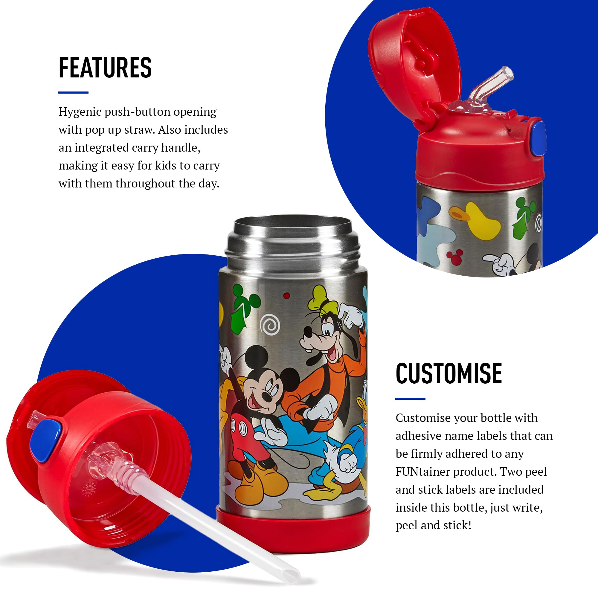 Iron Flask - Borraccia sportiva da 500 ml, 3 coperchi (coperchi con cannuccia), in acciaio inox isolato sottovuoto a prova di perdite, a doppia parete, termica, in metallo