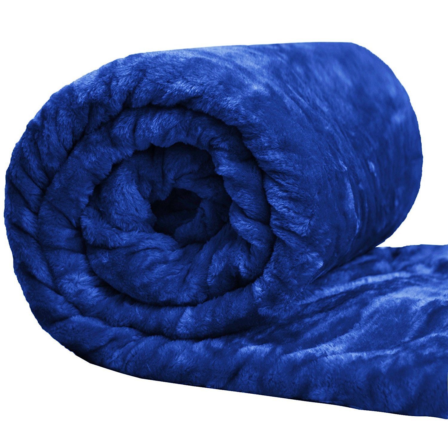 Comfy Night Soft Luxury Fake Faux Fur Mink Throw Sofa Bed Blanket (Blue, Double (150 x 200))