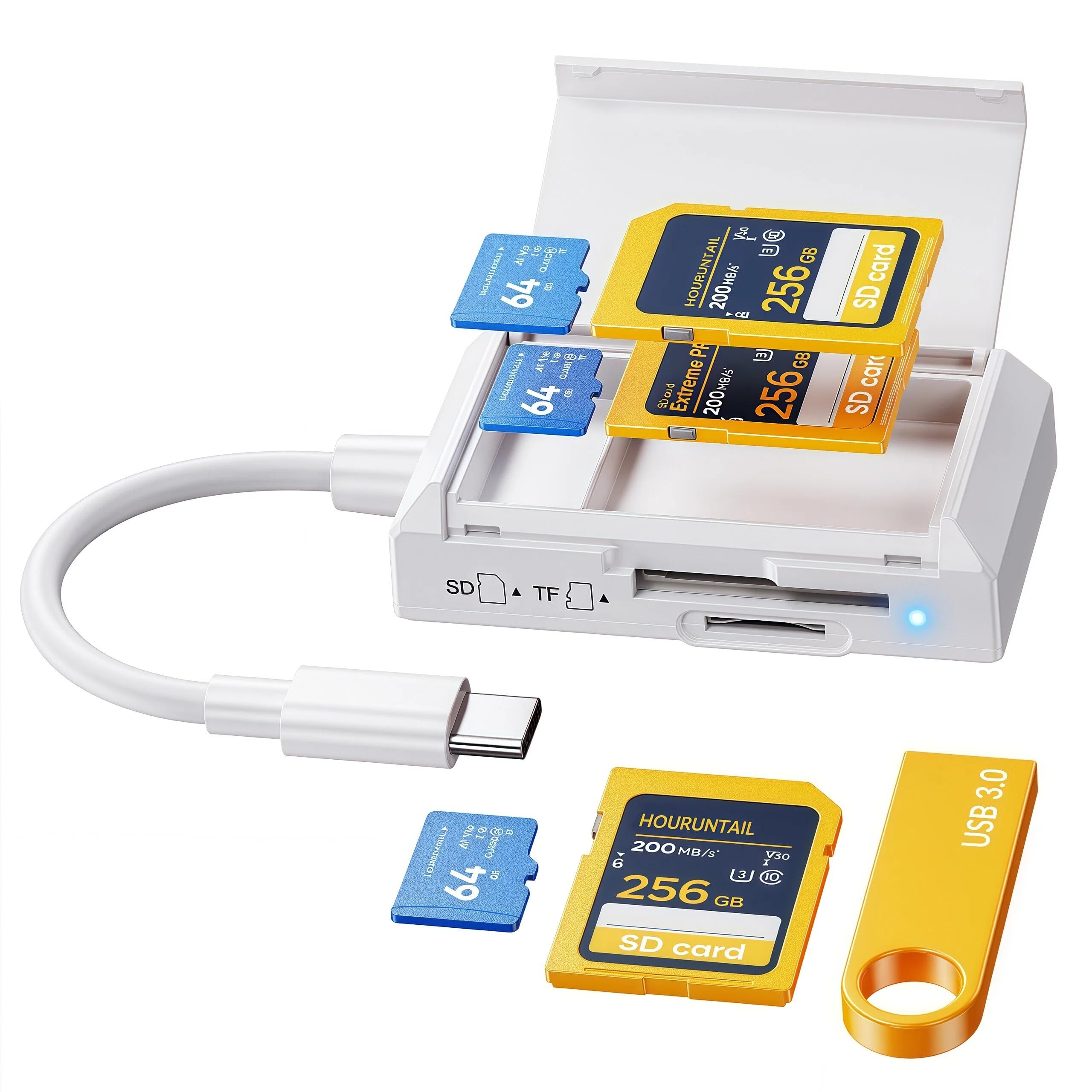 HOURUNTAIL SD/TF-Kartenleser USB Typ C mit SD-Kartenspeicher und Steckplatz USB 3.0 zu SD/Micro-Speicherkartenadapter für Phone14/15/16/17, Android-Smartphone/Tablet, MAC, PC, Laptop, Plug & Play