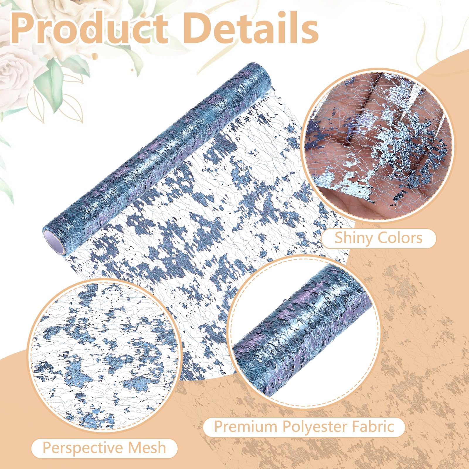 sourcing map Rotolo di runner da tavola colorato, 28 x 280 cm, 12 pezzi, in rete metallica con paillettes, decorazione da tavolo, per feste, banchetti, matrimoni, feste di compleanno, Natale, blu