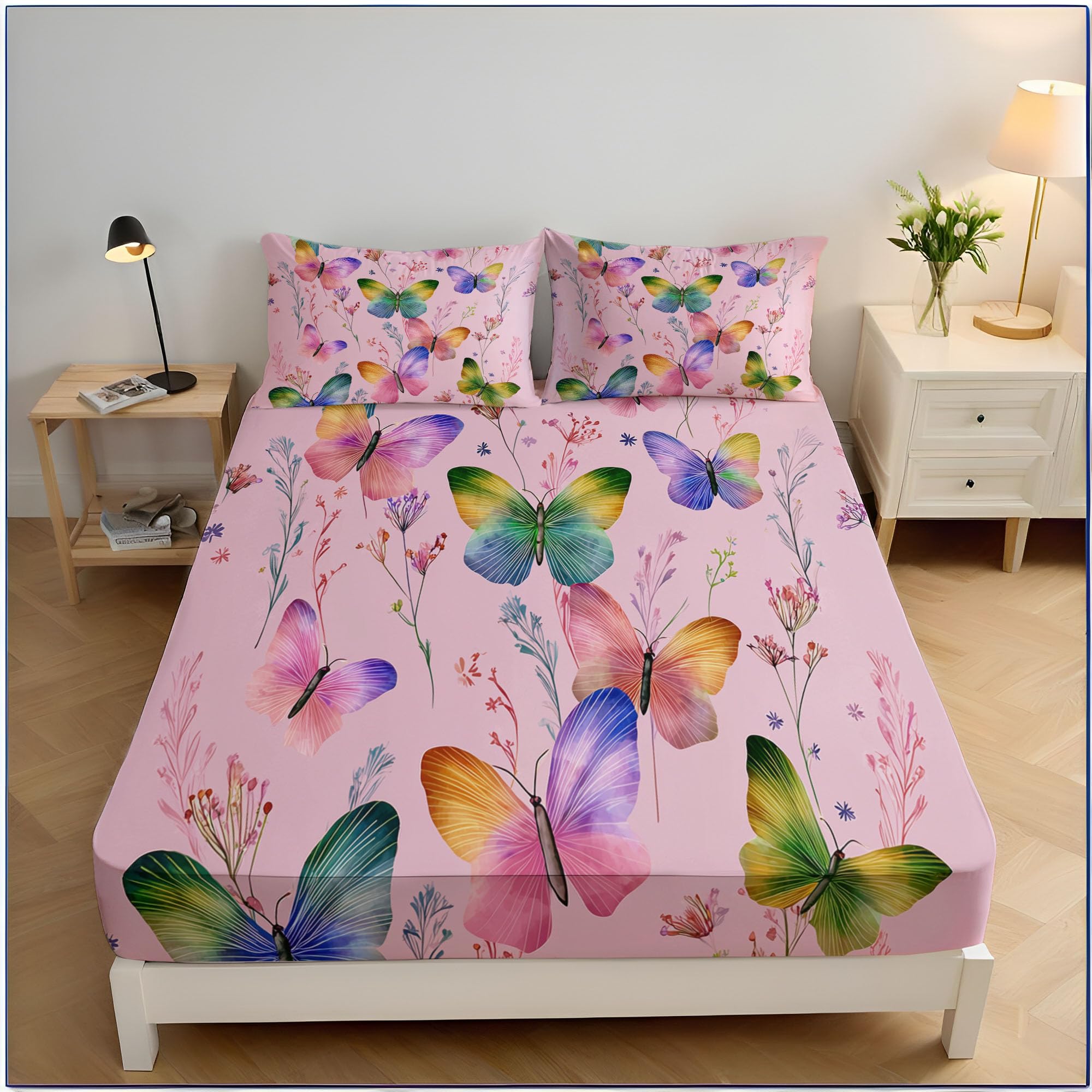 Drap housse 200x200cm rose pour créer une chambre parentale cocooning
