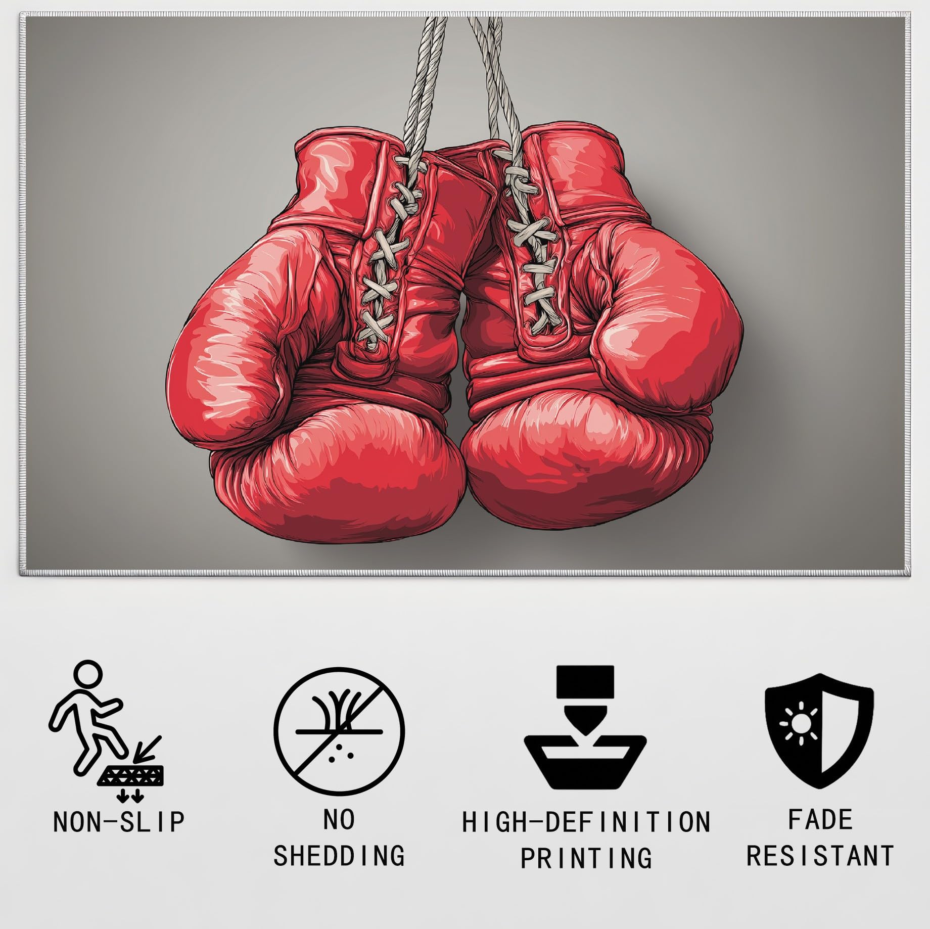 Générique Zmywalny dywan z kreskówek komiksowy dywan sportowy - dywan dekoracja podłogowa do salonu sypialni - idealny pokój zabaw korytarz wycieraczka, 120 x 160 cm czerwone szare rękawice bokserskie