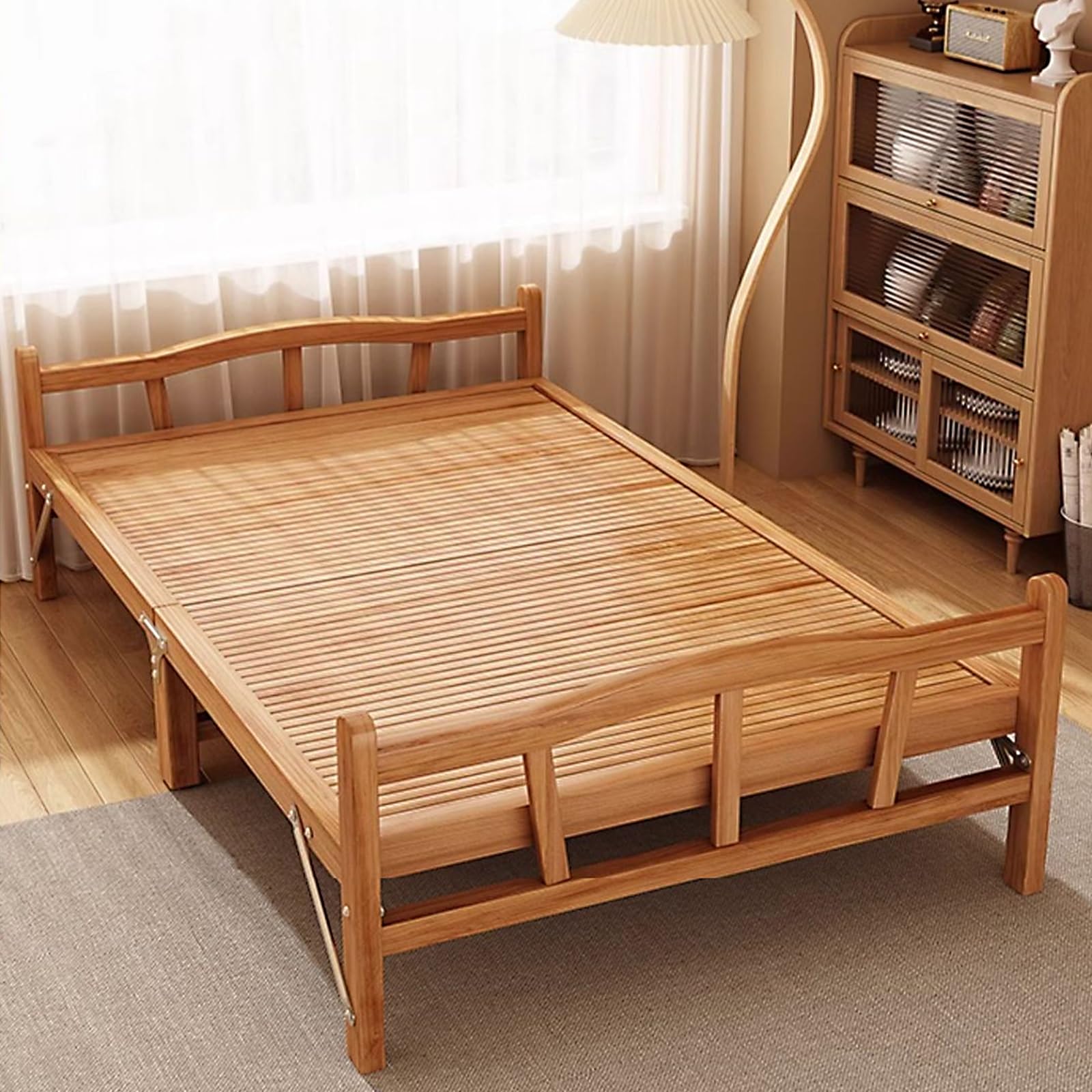 Portable Foldable Bed Bamboo Folding Bed, Multifunctional Simple
