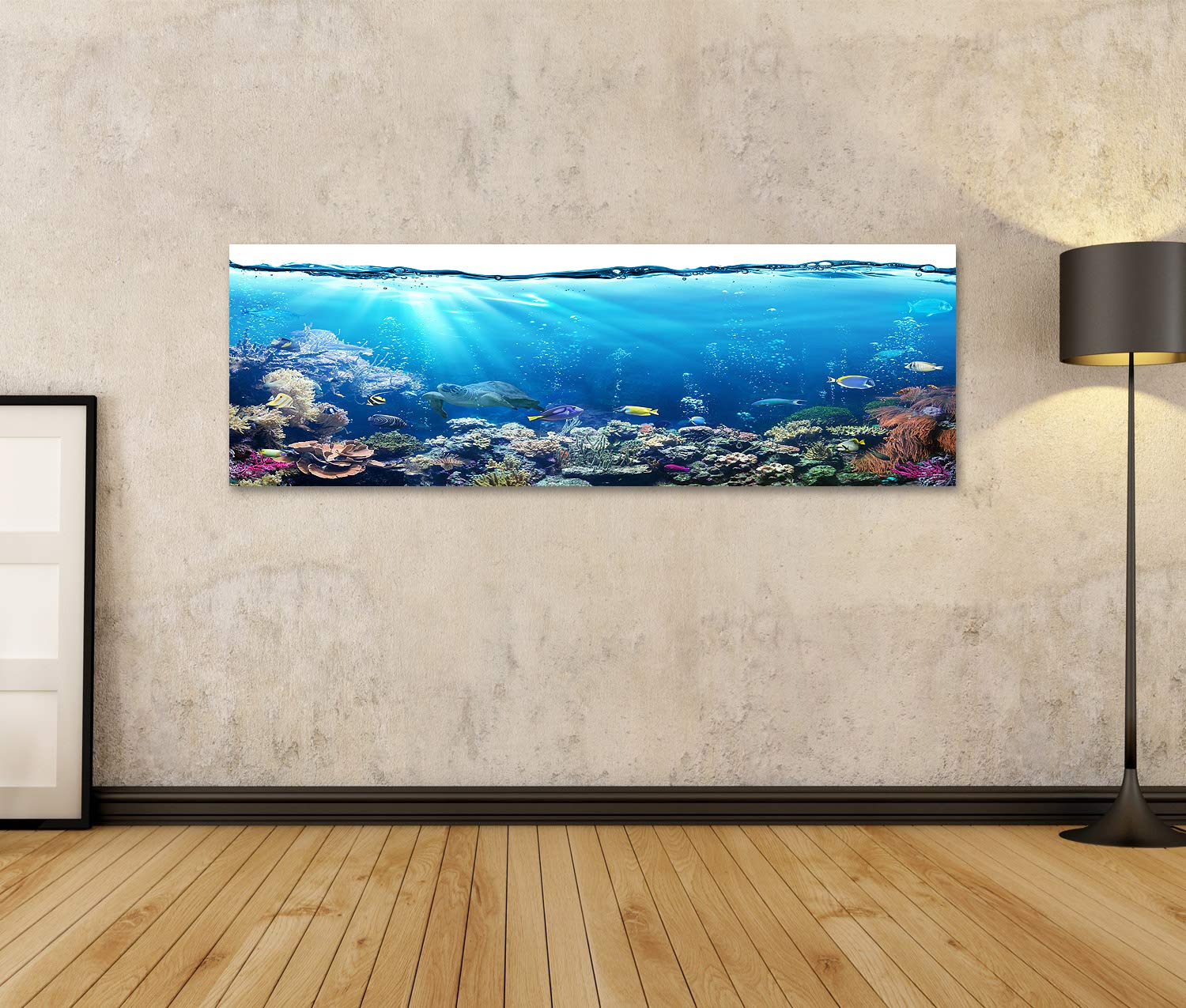 islandburner Quadri Moderni Scena Subacquea con barriera corallina e Pesci Tropicali Stampa su Tela - Quadro x poltrone Salotto Cucina mobili Ufficio casa - Fotografica Formato XXL DYK