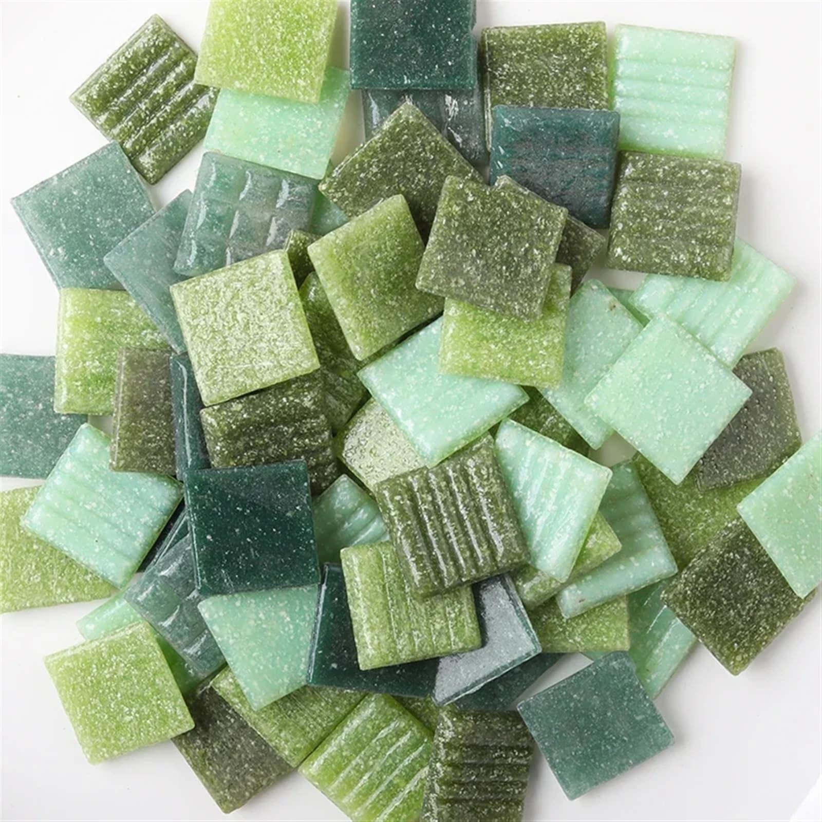 Meytxoa Green Mixed Mosaic Tiles 85G/3Oz Approx.30pcs Mosaic Quartz Tiles 2Cm/0.78In Square Tile 0.4Cm/0.15In Thickness Diy Material Mixed Color