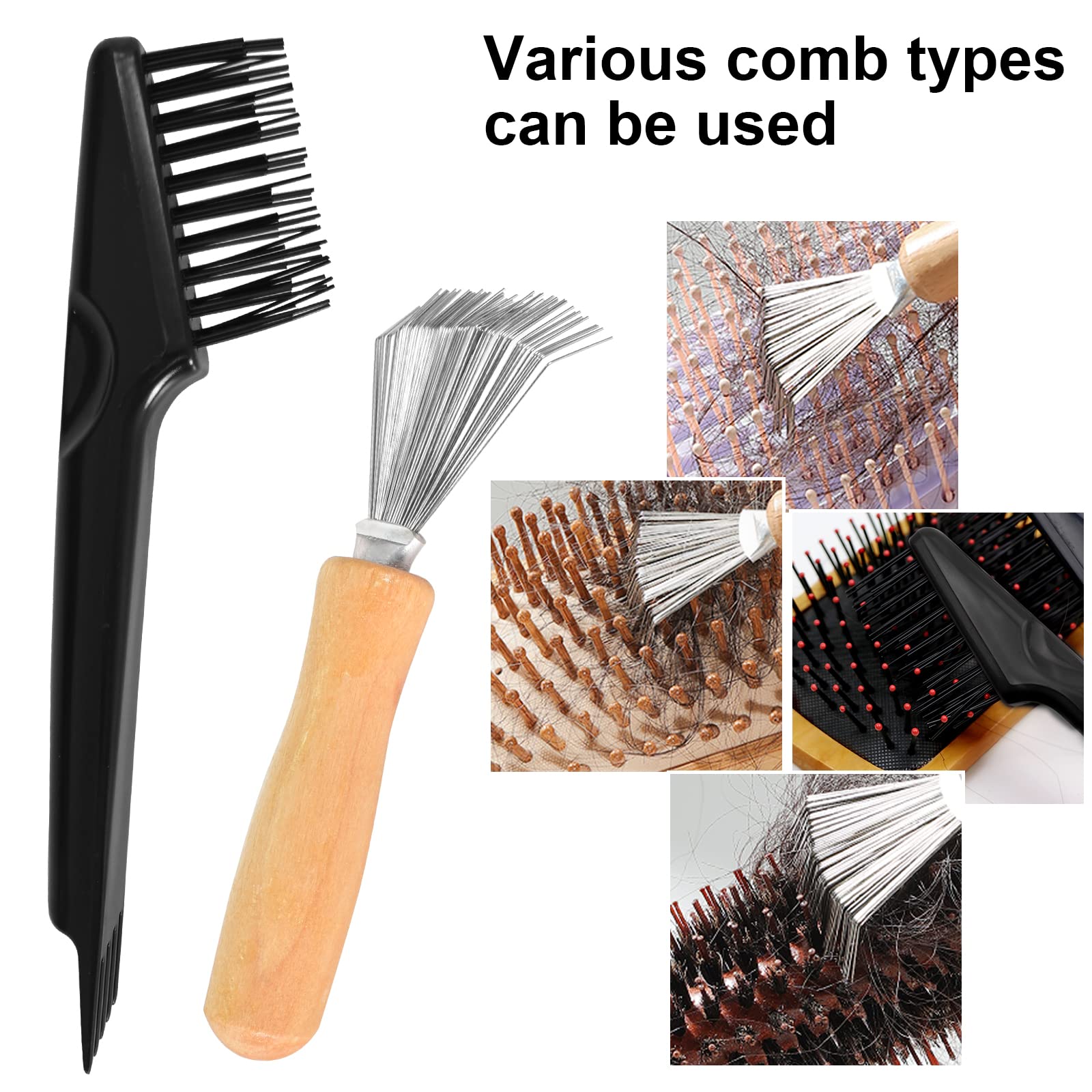 Zimoer 2 spazzole per capelli, spazzola per la pulizia dei capelli, spazzola per la pulizia dei capelli, per rimuovere i peli dalle spazzole per capelli, tappeti, pettini, tappetini da bagno, per uso