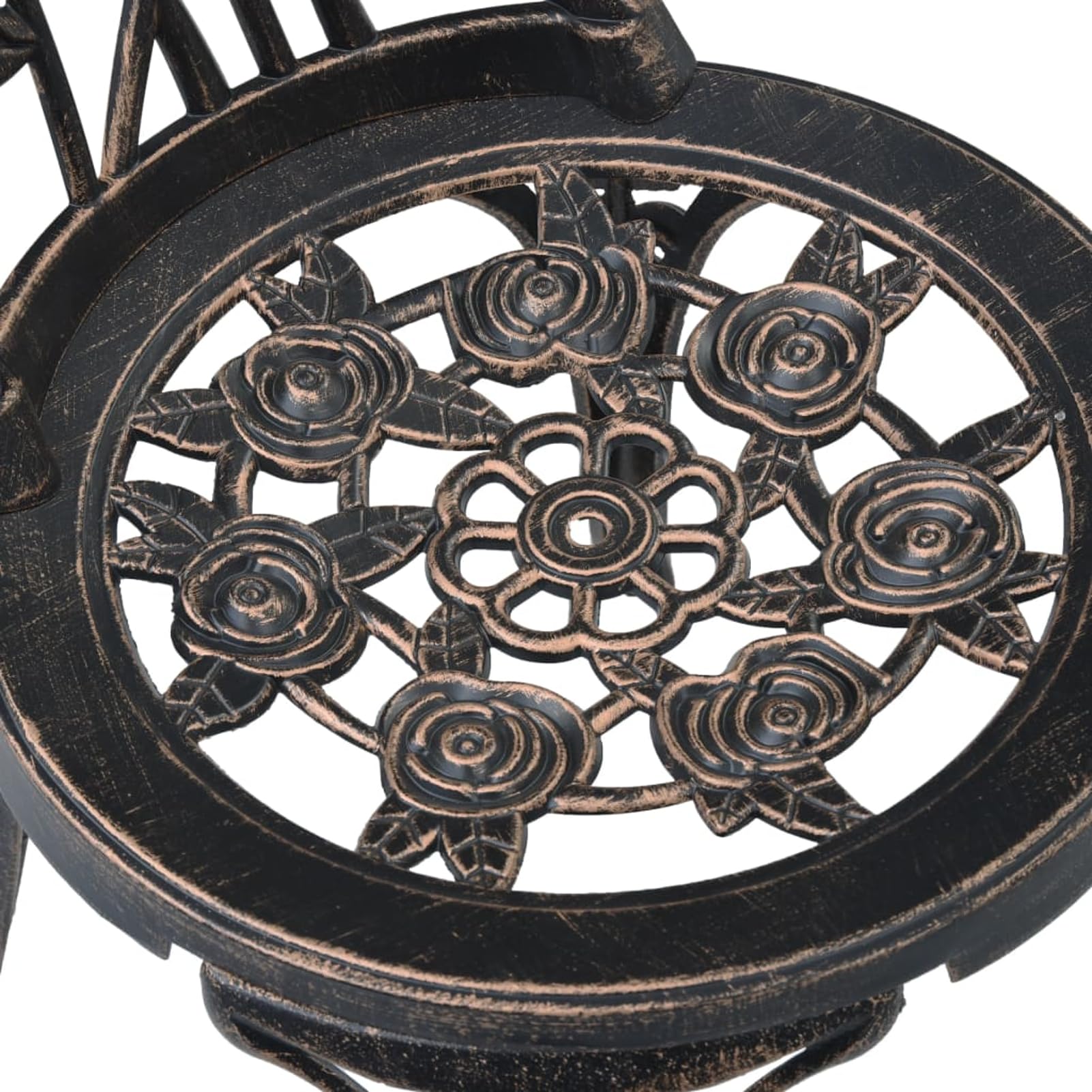 Set da bistrò, 3 pezzi, in alluminio pressofuso, colore bronzo, 59 x 59 x 62 cm + 2 x 38 x 41 x 85 cm, resistente alle intemperie, per terrazza, balcone, giardino, ristorante