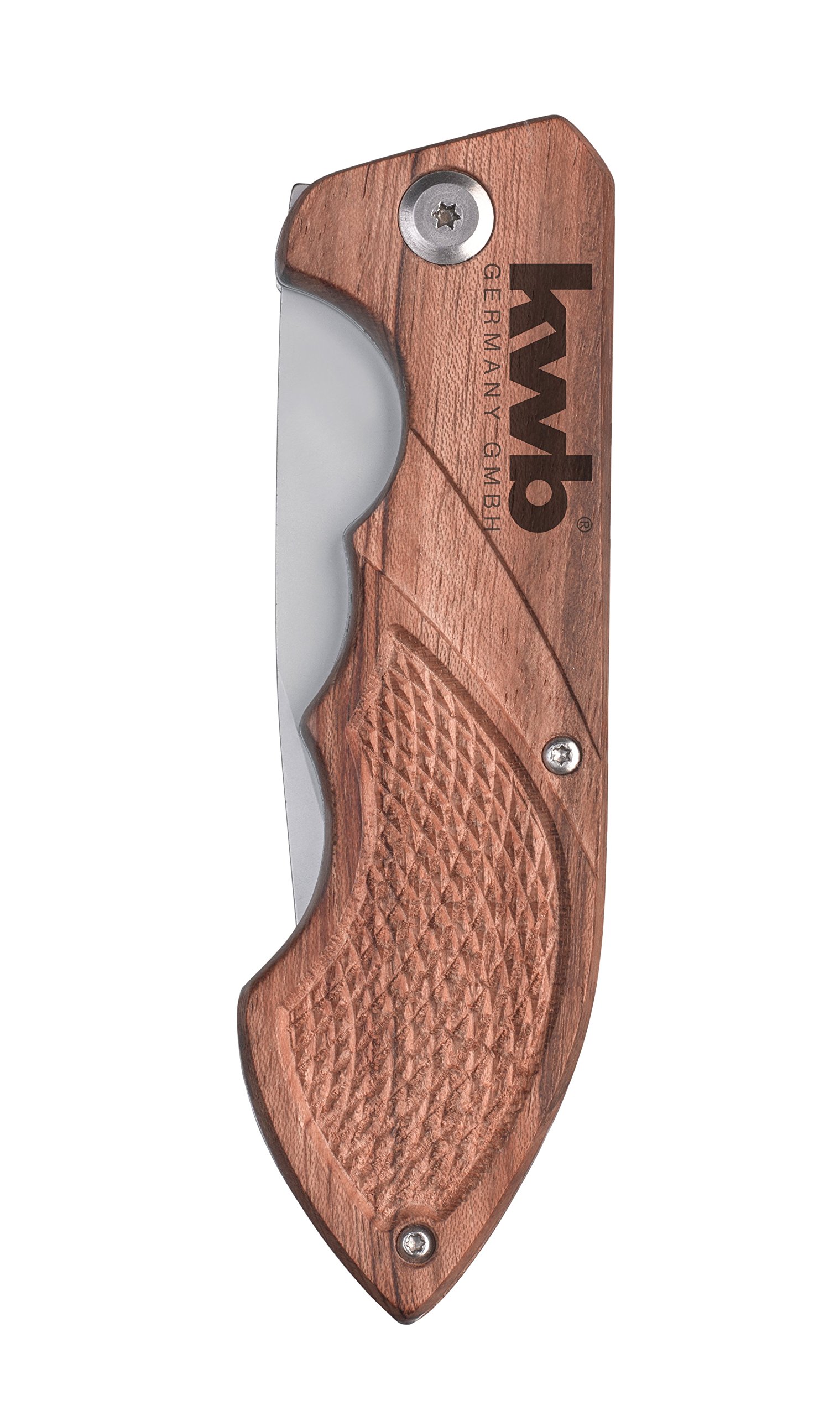 kwb Coltello da caccia con manico in legno 021990 (lama da 85 mm in acciaio inossidabile, con clip per cintura), 1 pezzo,