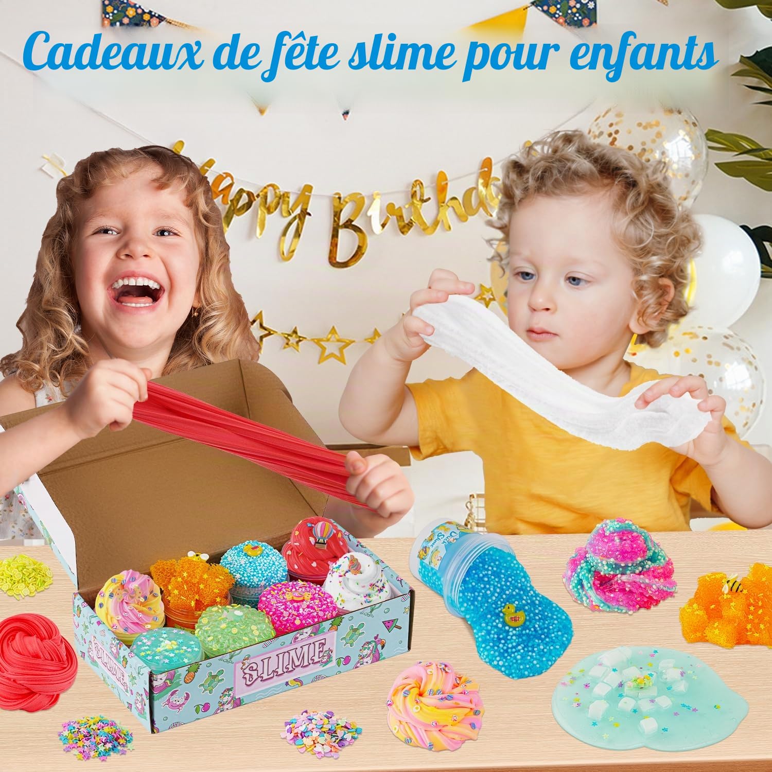 Pack de slimes variés avec différentes textures, kit de 8 x 100ml slimes incluant nuage, transparent, beurre, cadeaux de fête slimes pour enfants, anniversaire Pâques Halloween cadeau pour garçons et