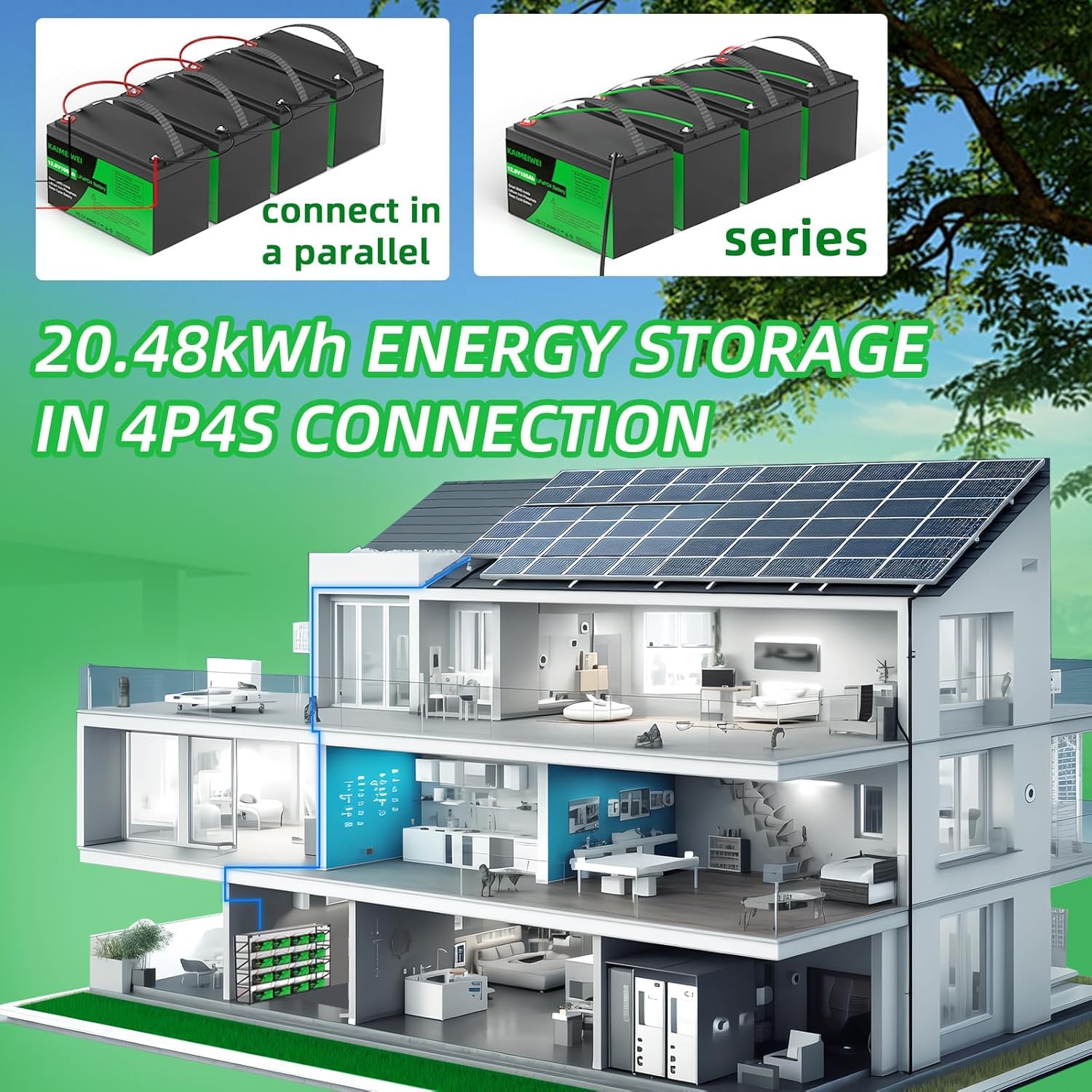 Batterie 12V 100Ah LiFePO4, BMS 100A amélioré Rechargeable avec, jusqu'à 15000 Cycles, Batterie au Lithium 1280Wh, Parfaite pour Les Camping-Cars, caravanes, Camping, systèmes solaires