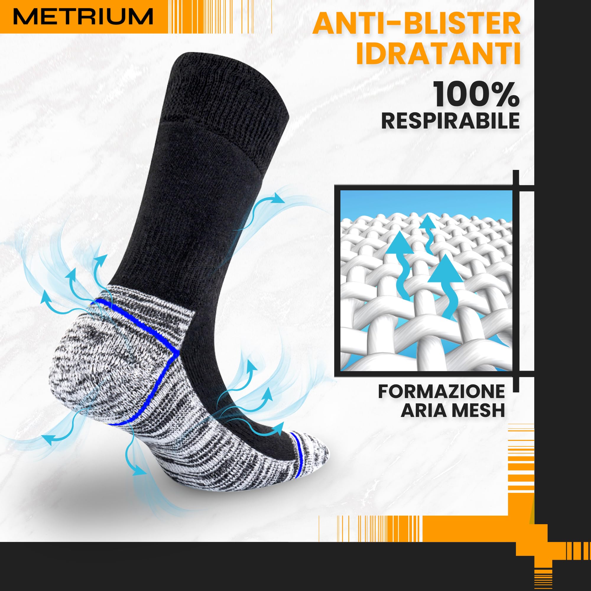 Metrium 10 paia Calze da lavoro lunghe di cotone, resistenti con punta e tallone rinforzati, calze da uomo in spugna. Calze Frottee, Unisex.