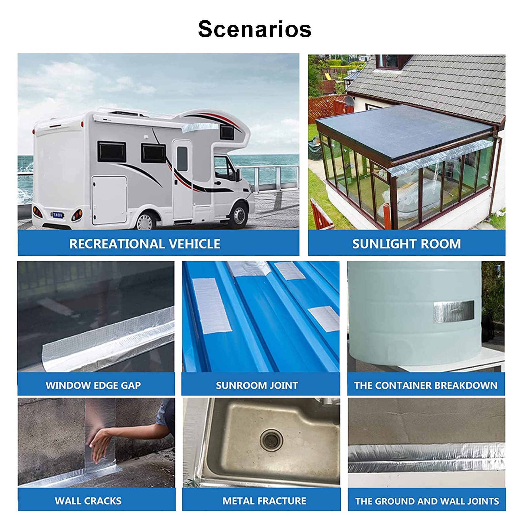 Caoutchouc Butyle Bande d'Étanchéité Aluminium 5m x 5cm Ruban de Réparation Conduit Toit Gouttière
