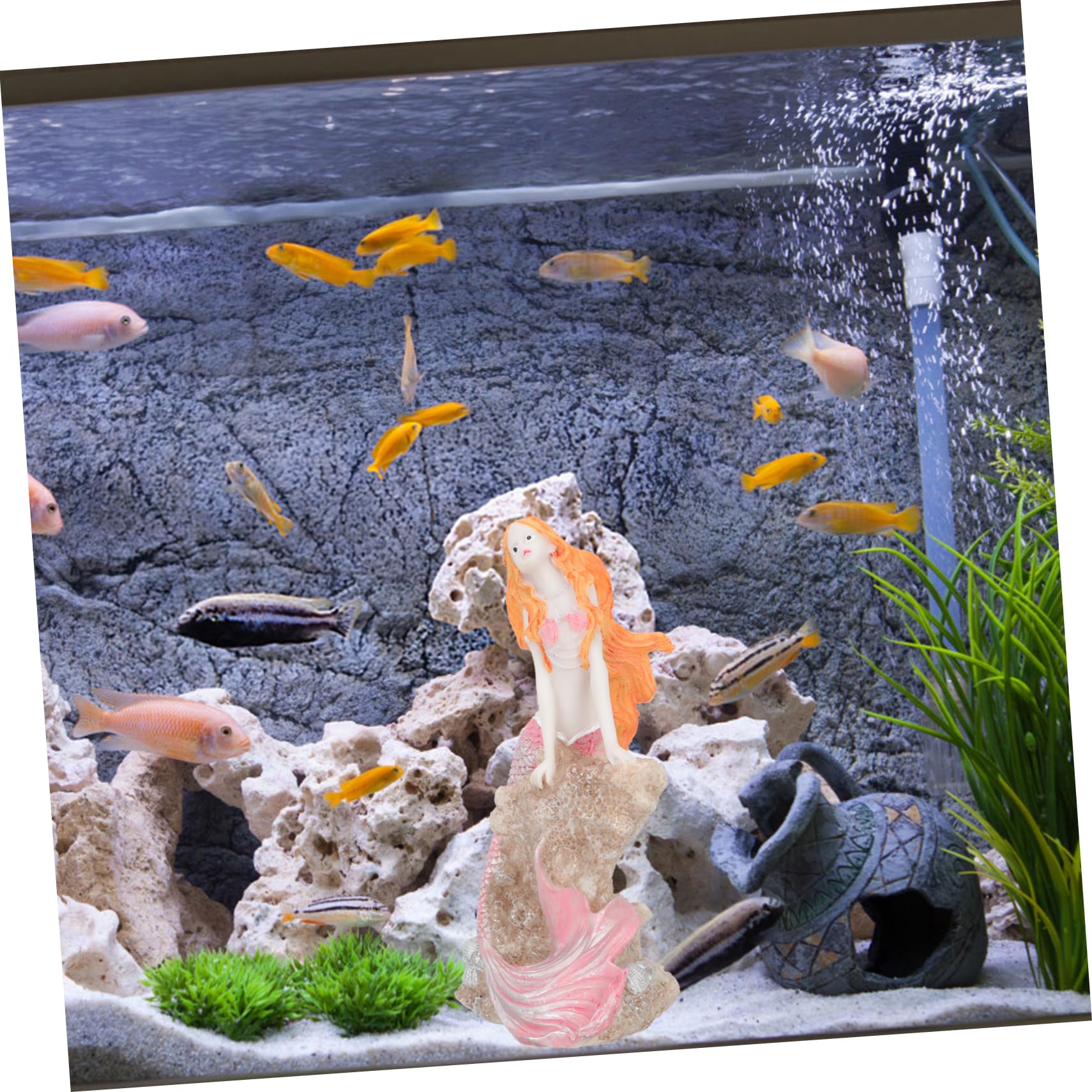 Cabilock 2 Pezzi decorazione sirena ornamento arredamento decorazione dell'acquario accessori per acquari fornitura acquario paesaggio del serbatoio di pesce resina rosa