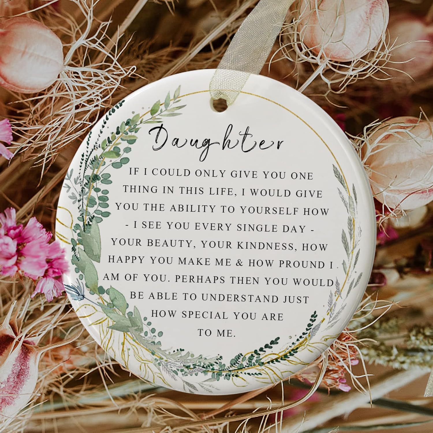 Daughter Ornaments 2026 Daughter Christmas Ornament Xmas Forever Ornament Best Ever Gift Double-Sided Printing Ceramic with Gift Box&Ribbon 2.9" - Image 9