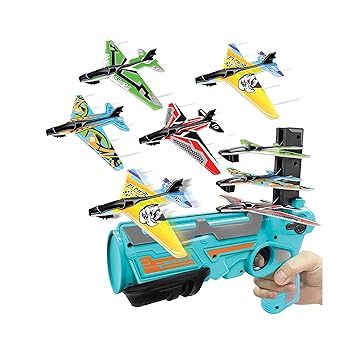SamBaby Airplane Launcher Toy Gun for Kids with 4 Foam Glider Aircrafts