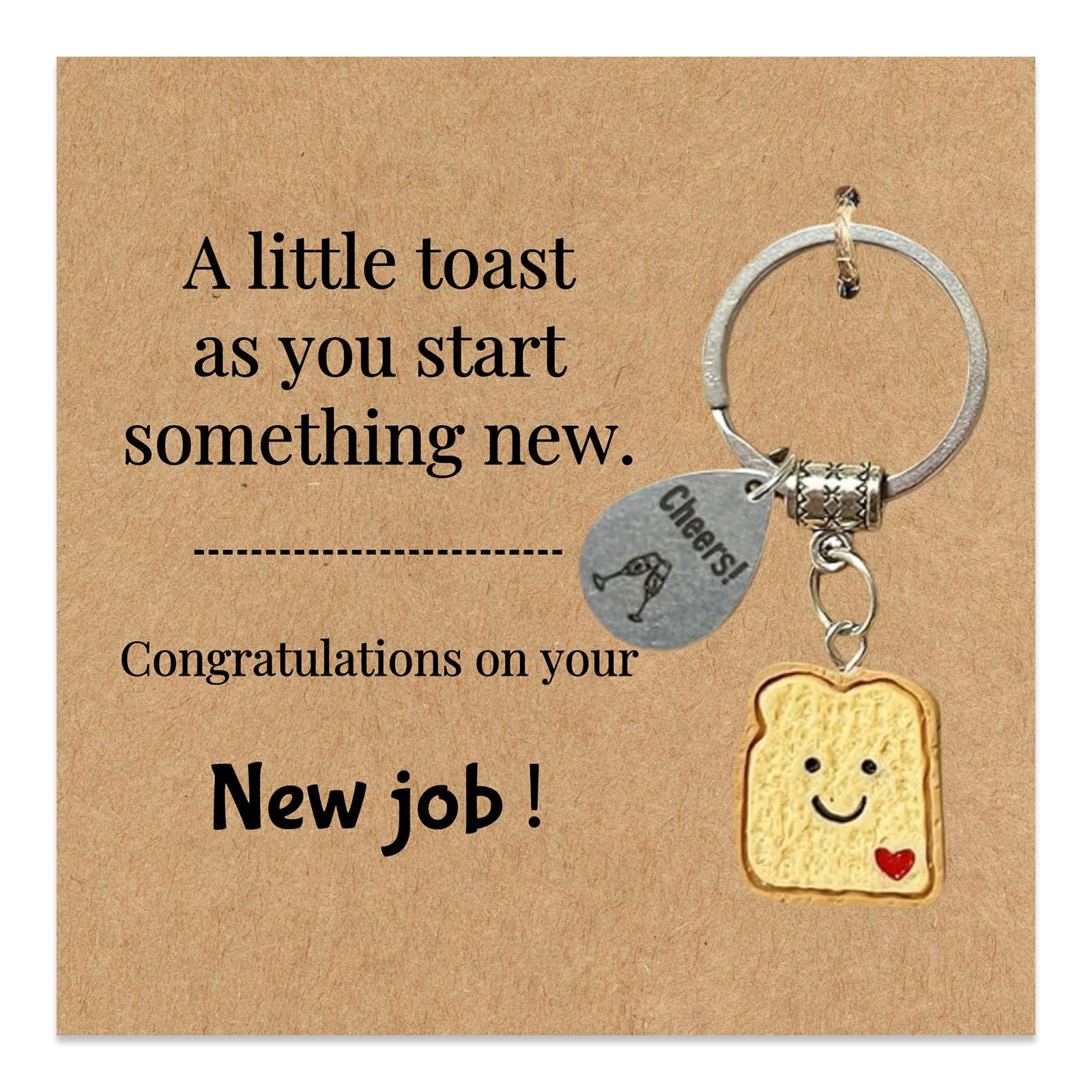 Virelle 1Pcs Simulation Bread Toast Keychain for Women New Job Gifts Congratulations Gift Good Luck Charms New Beginnings for Women Cute Goodbye Gifts for Coworkers Going Away Gift