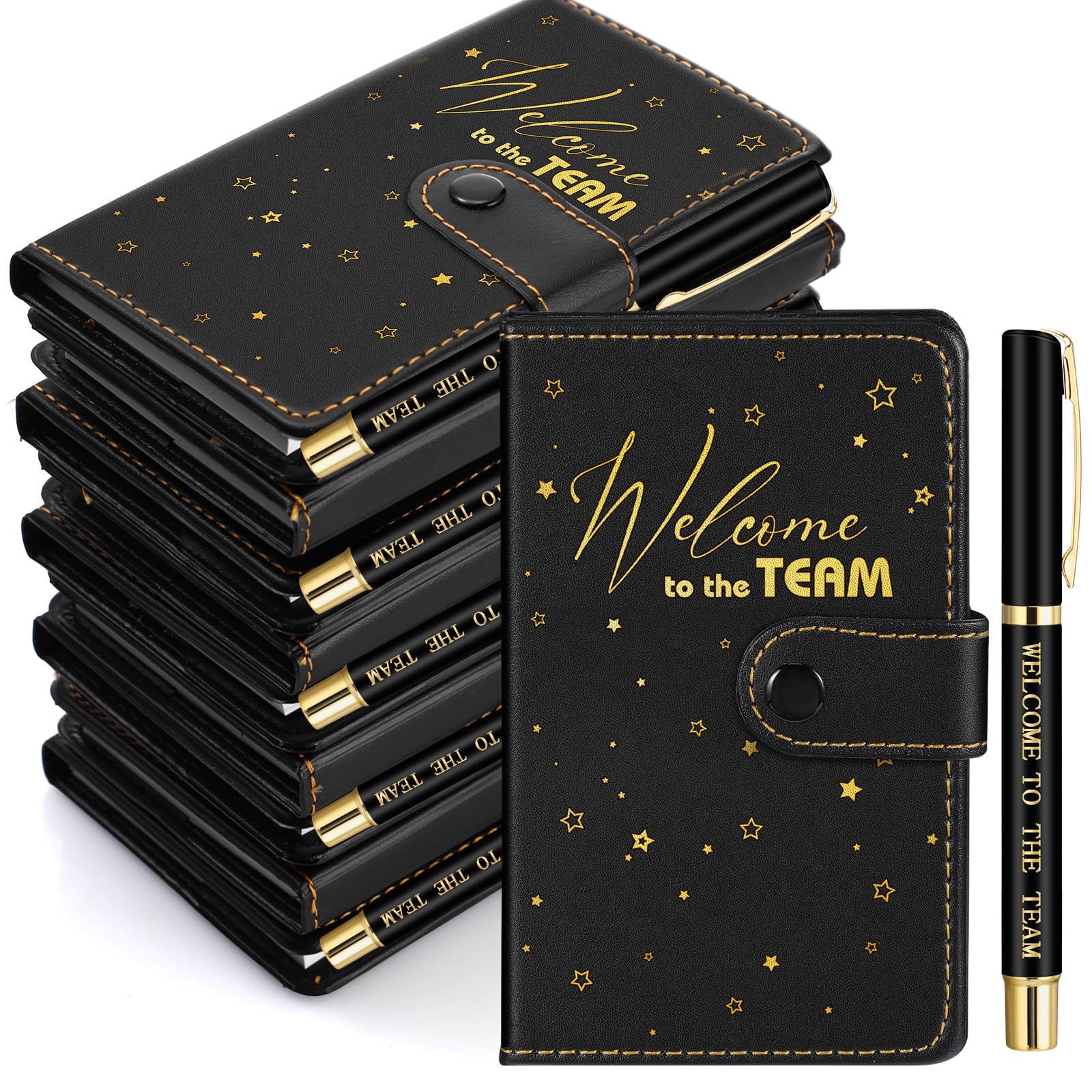TaoBary 10 Sets Christmas Team Gifts for New Employee Welcome to the Team Bulk Leather Journal Notebook Pens Rad Tech Week Appreciation Gift for Accounting Worker Staff Teacher Student Nurse (Black)