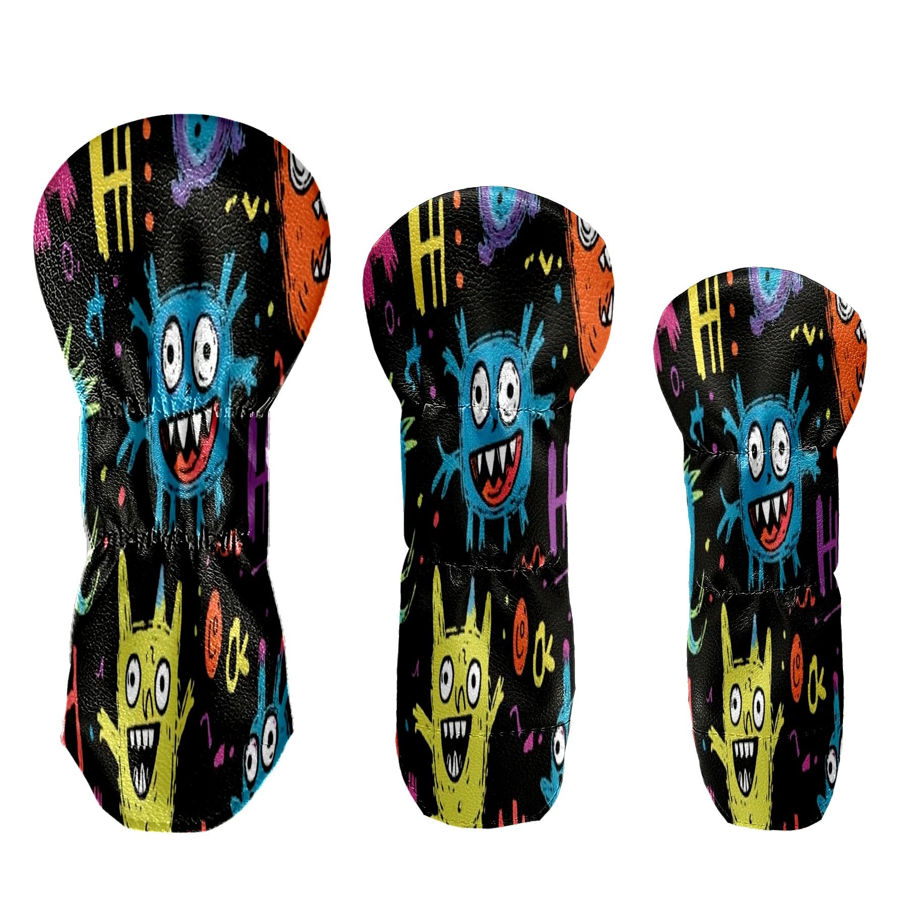 Golf Club Head Covers for Driver Hybrid and Fairway Woods, Waterproof Leather Headcovers for Golf Clubs, Ideal Golf Accessories Gift for Men Women (