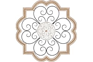 Deco 79 Wooden Wall Scroll Decor Carved with Metal Accents