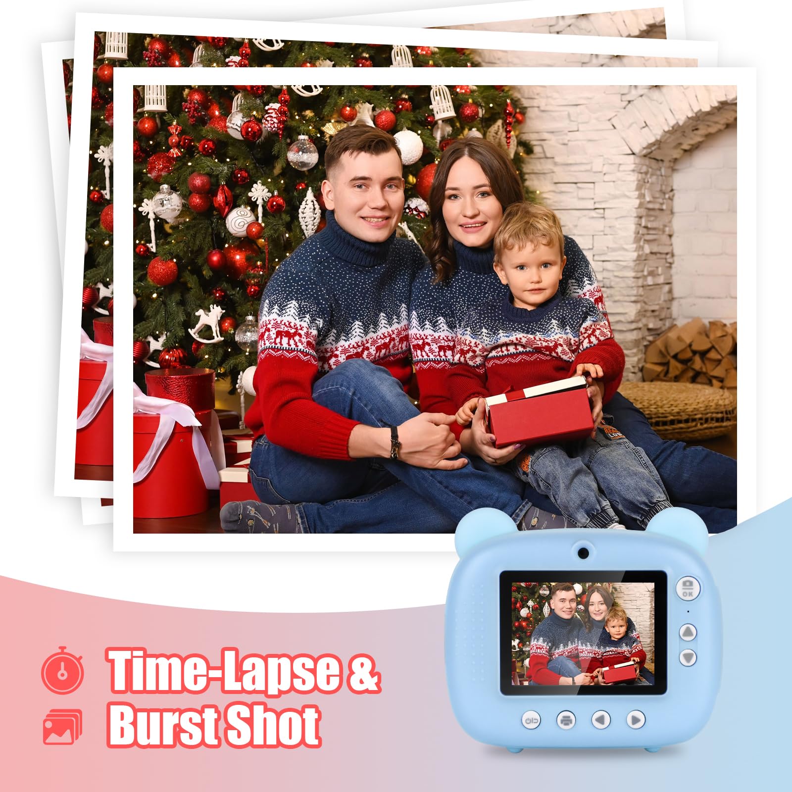 Fotocamera per bambini, 1080 p, fotocamera istantanea per bambini, con carta da 32 gb e carta fotografica, 3 – 12 anni, regalo di Natale per ragazze ragazzi (blu)