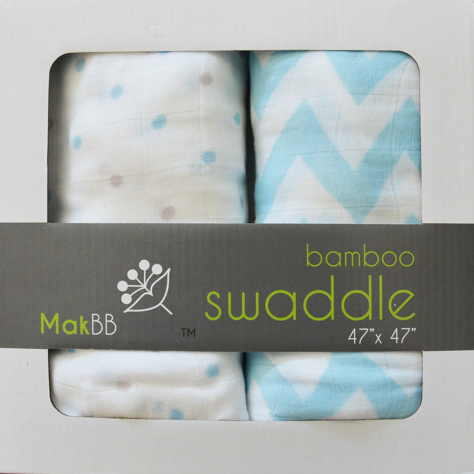 (Blue - Boy Baby Swaddle Blanket, Bamboo Rayon, 2 Pack 47" x 47" Item:BB012