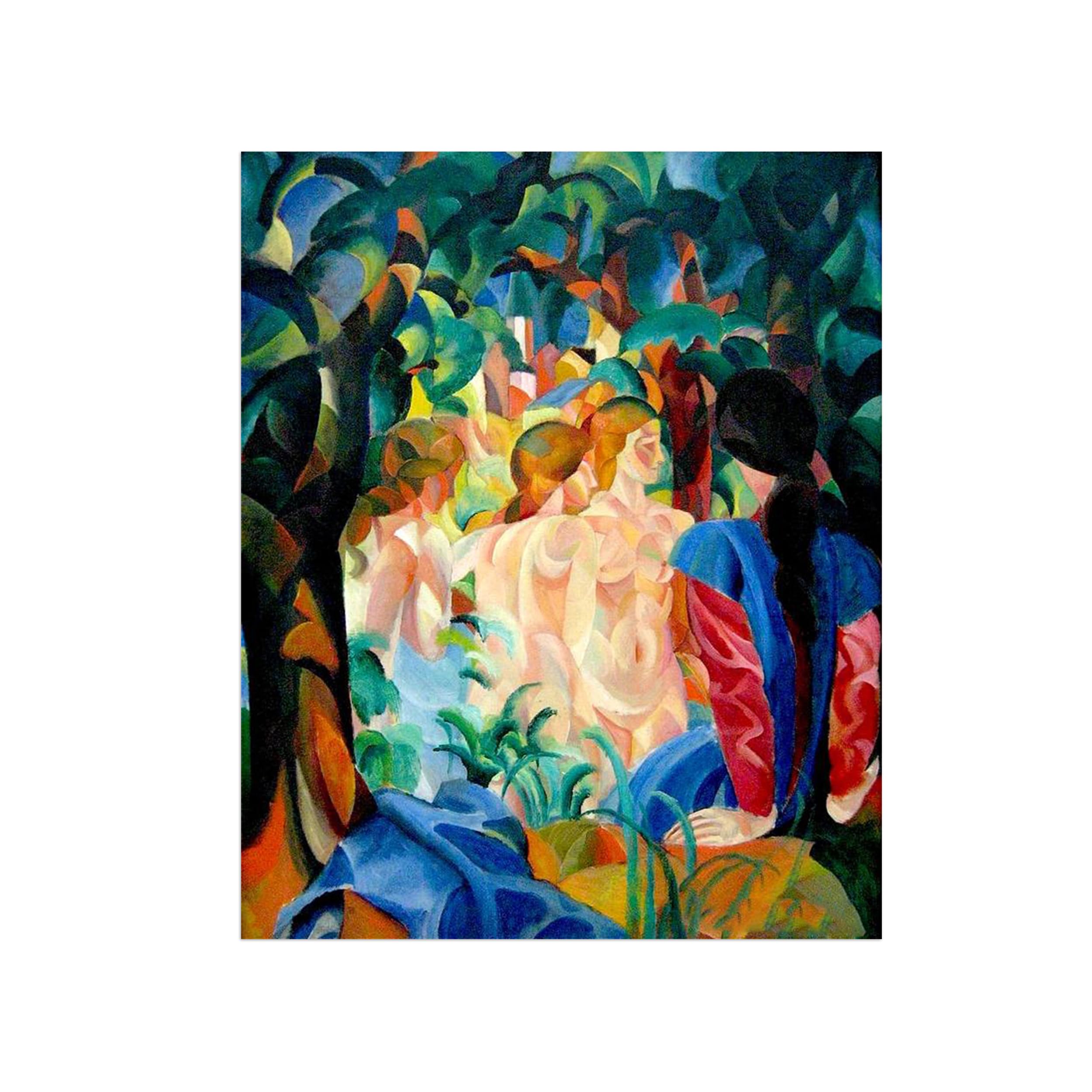 Sdyskkug Unframed August Macke Famous Wall Art For Living Room. Bathers. Canvas Artwork Picture. Prints Reproduction Modern Home Decor 72X60cm